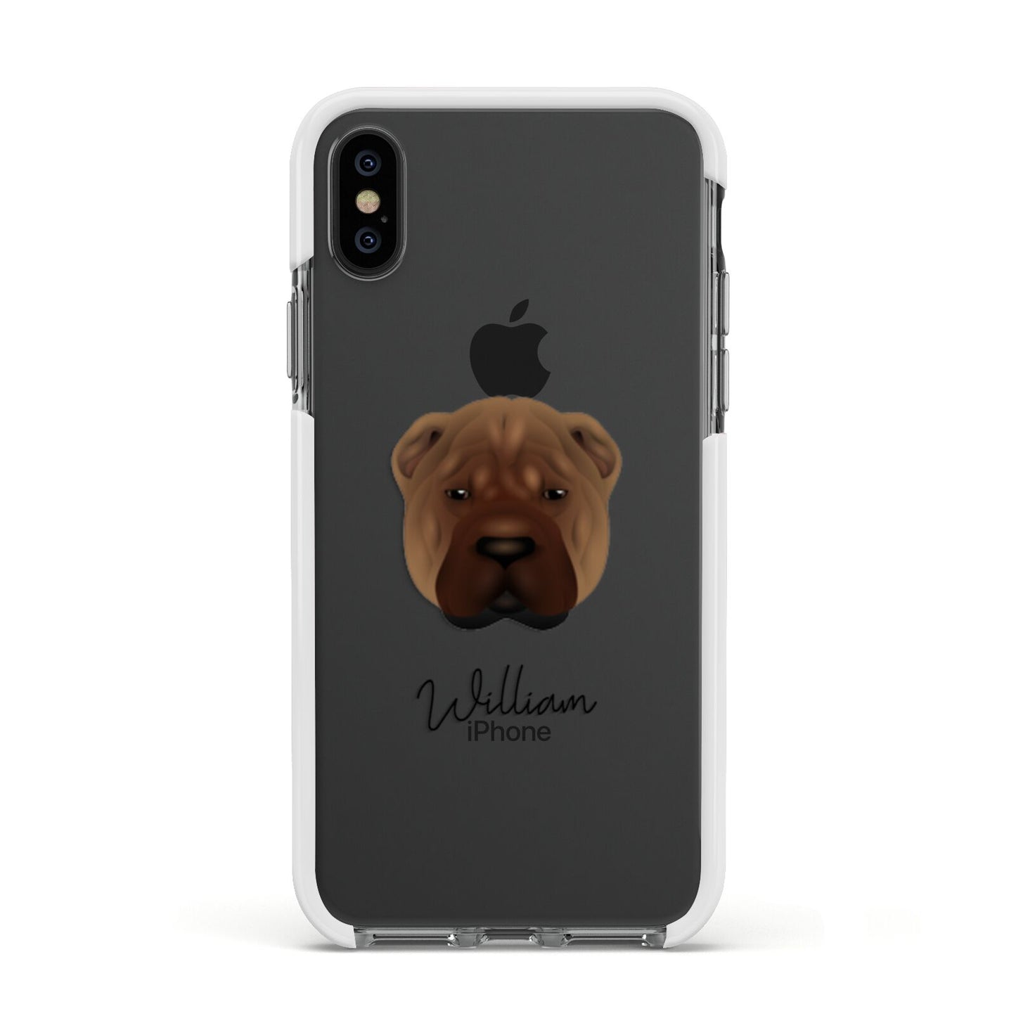 Shar Pei Personalised Apple iPhone Xs Impact Case White Edge on Black Phone