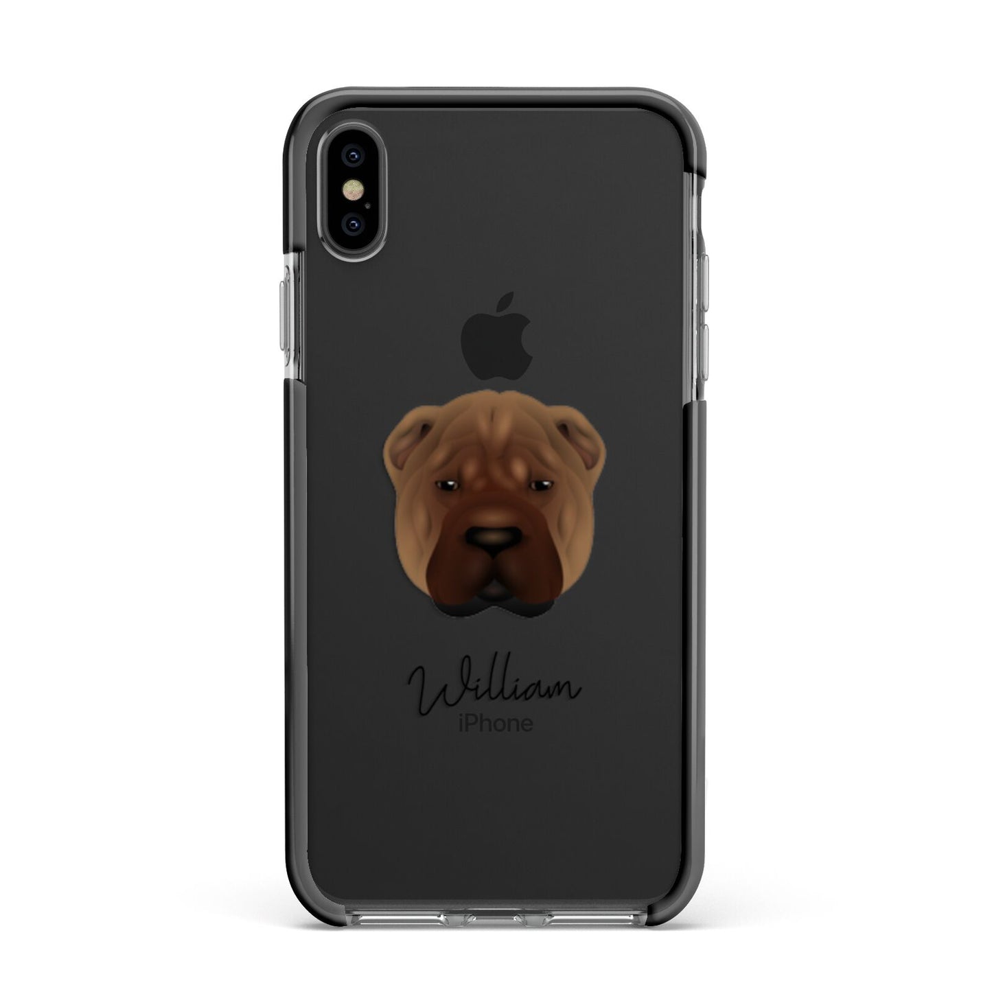 Shar Pei Personalised Apple iPhone Xs Max Impact Case Black Edge on Black Phone