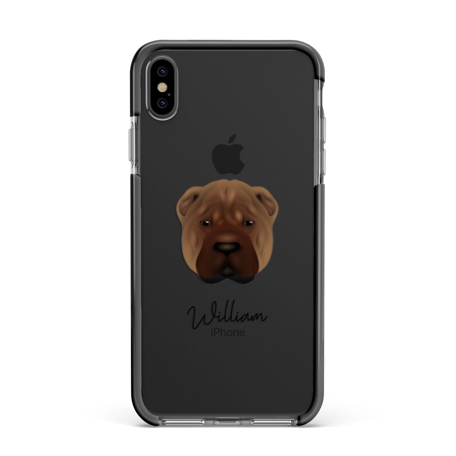 Shar Pei Personalised Apple iPhone Xs Max Impact Case Black Edge on Black Phone