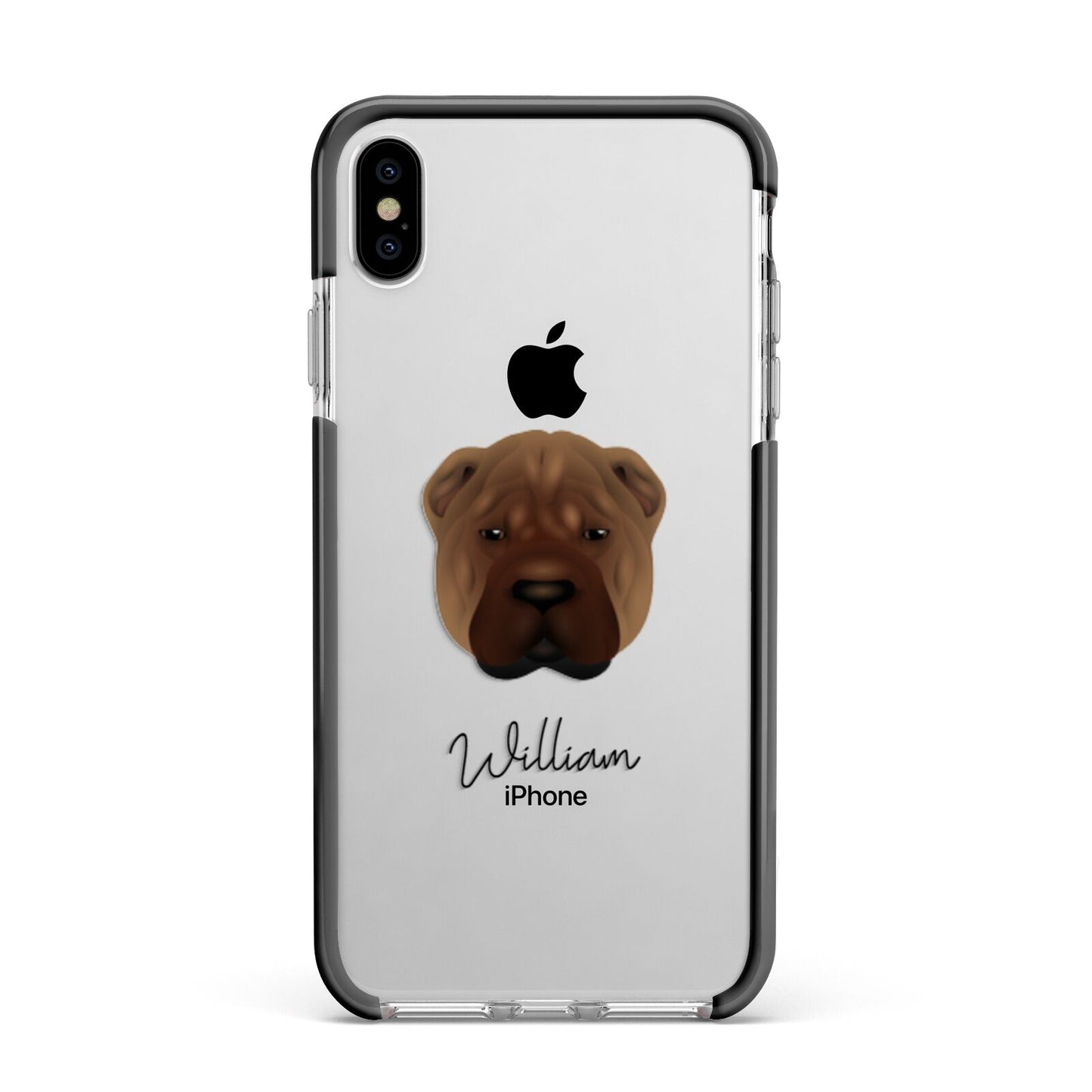 Shar Pei Personalised Apple iPhone Xs Max Impact Case Black Edge on Silver Phone