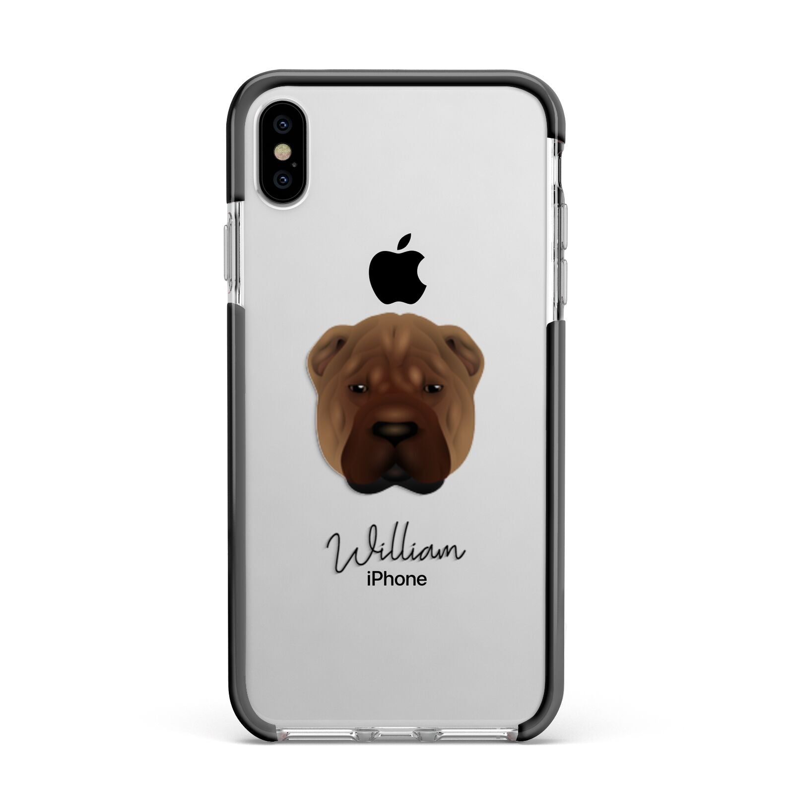Shar Pei Personalised Apple iPhone Xs Max Impact Case Black Edge on Silver Phone