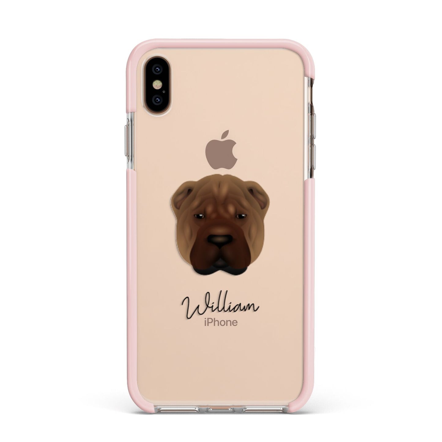 Shar Pei Personalised Apple iPhone Xs Max Impact Case Pink Edge on Gold Phone