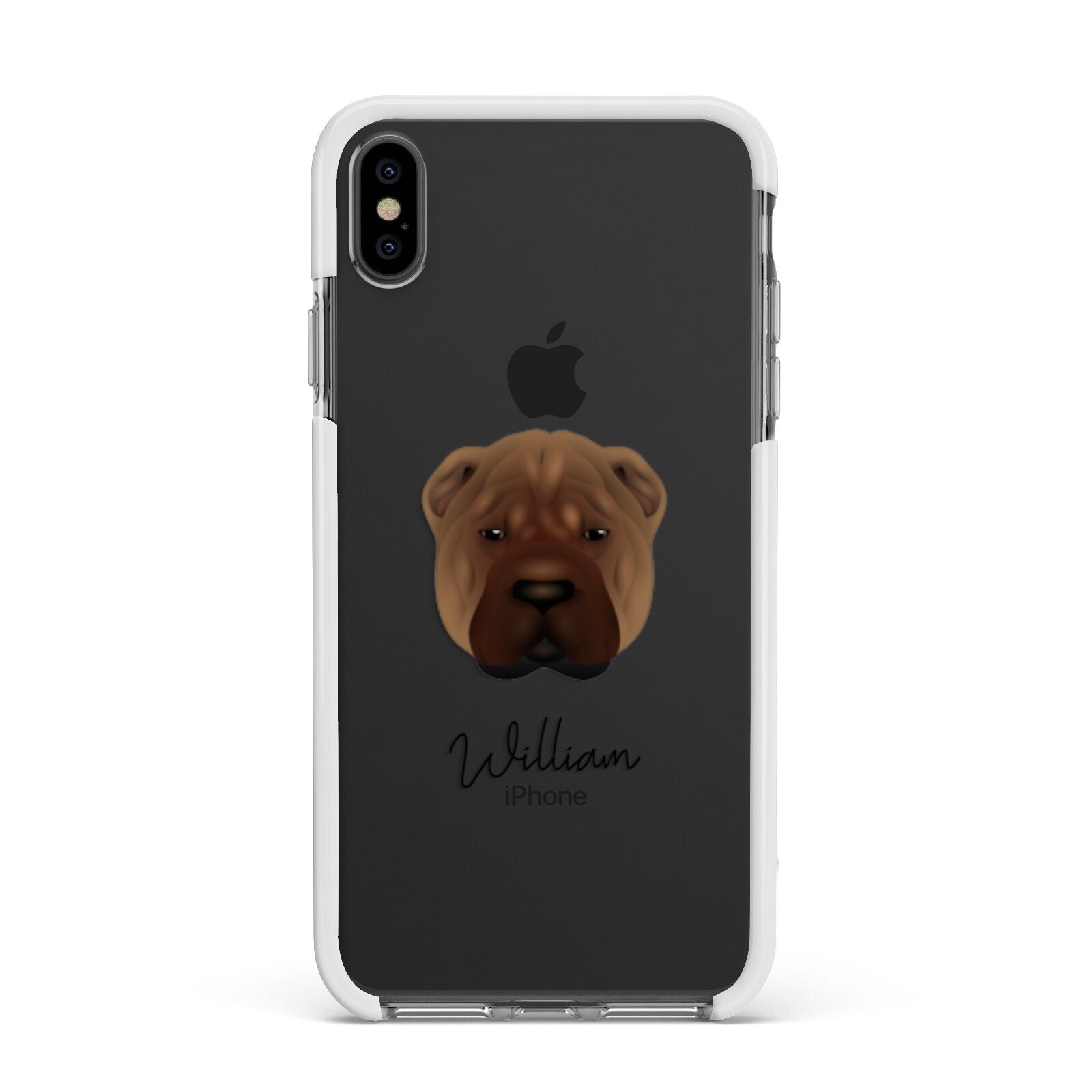 Shar Pei Personalised Apple iPhone Xs Max Impact Case White Edge on Black Phone