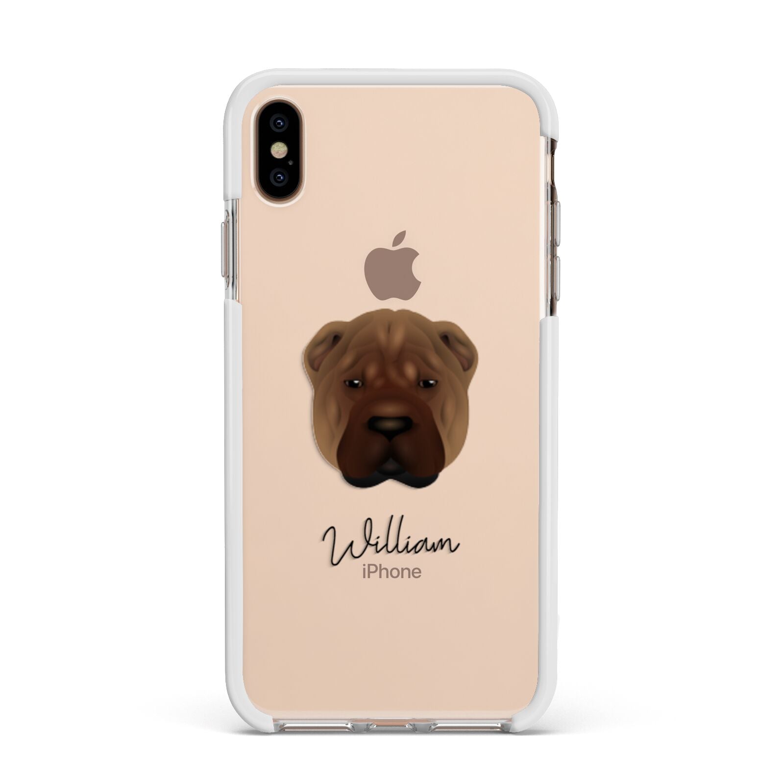 Shar Pei Personalised Apple iPhone Xs Max Impact Case White Edge on Gold Phone