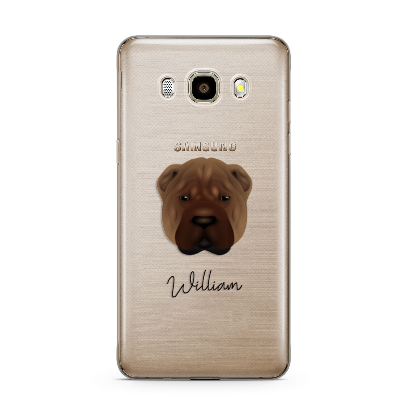 Shar Pei Personalised Samsung Galaxy J7 2016 Case on gold phone