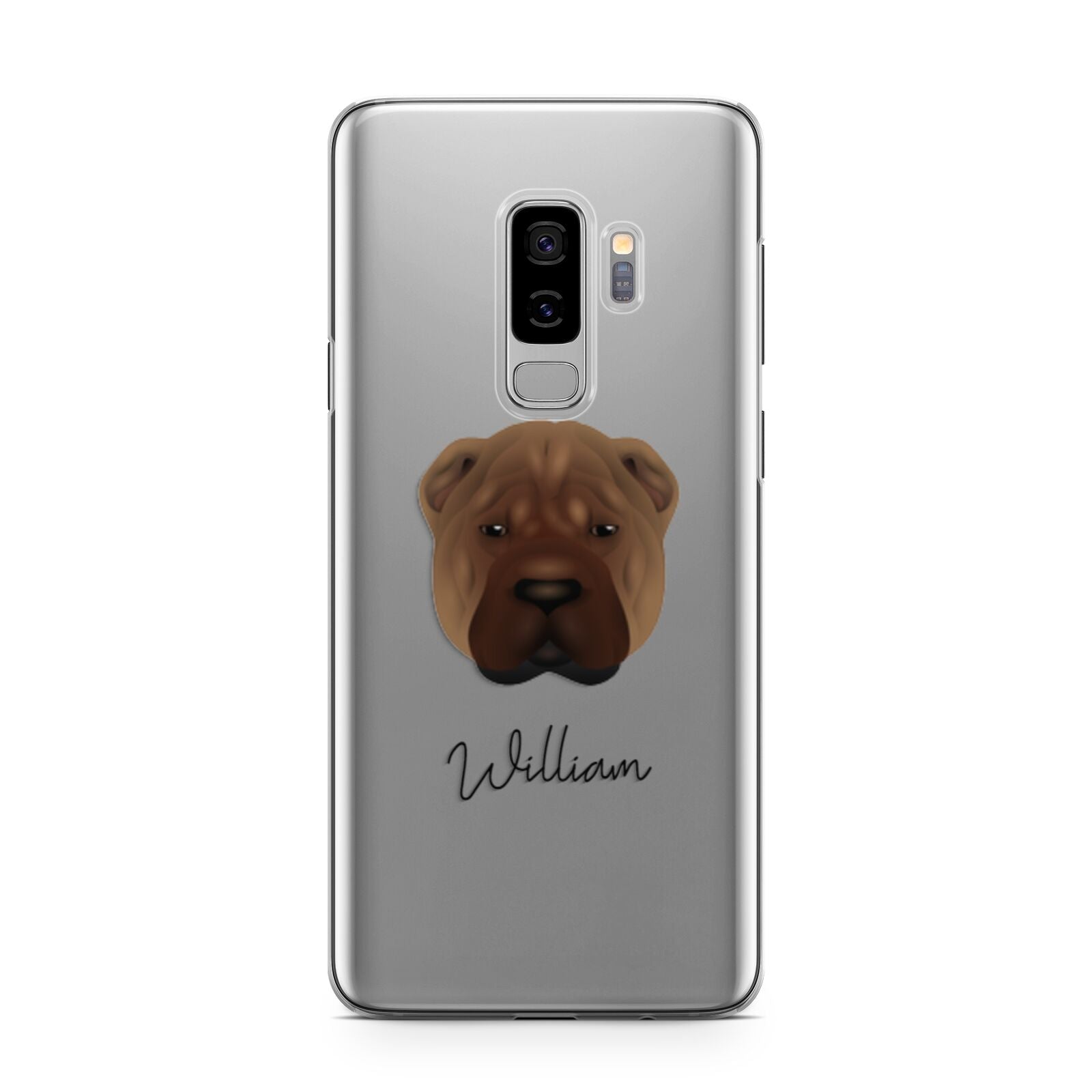 Shar Pei Personalised Samsung Galaxy S9 Plus Case on Silver phone