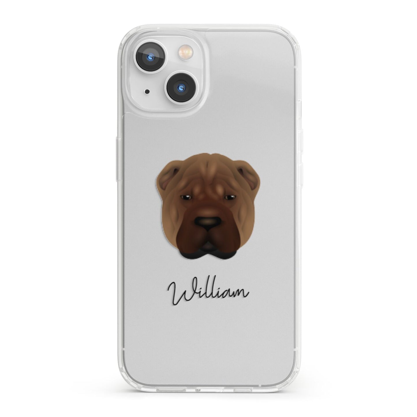 Shar Pei Personalised iPhone 13 Clear Bumper Case