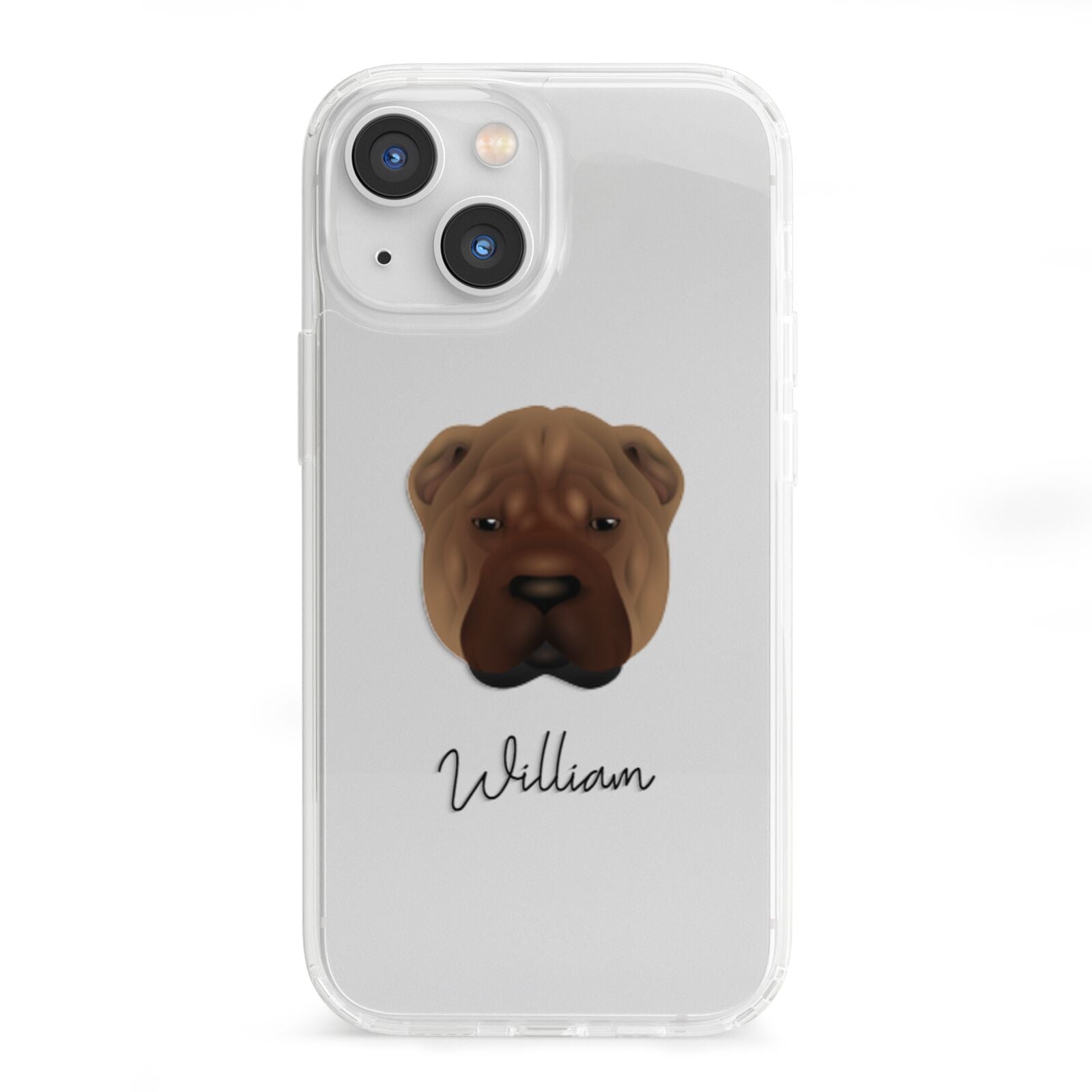 Shar Pei Personalised iPhone 13 Mini Clear Bumper Case