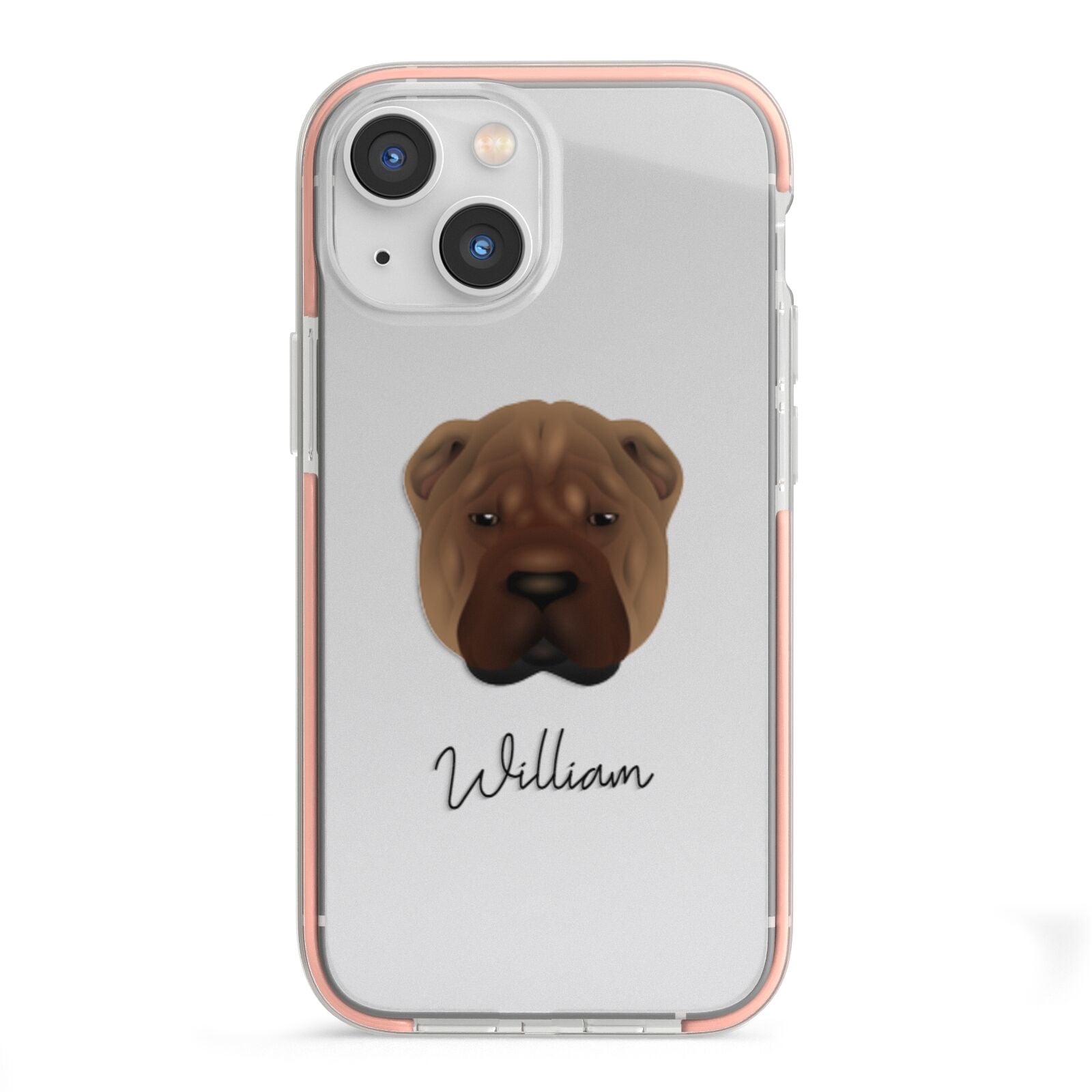 Shar Pei Personalised iPhone 13 Mini TPU Impact Case with Pink Edges