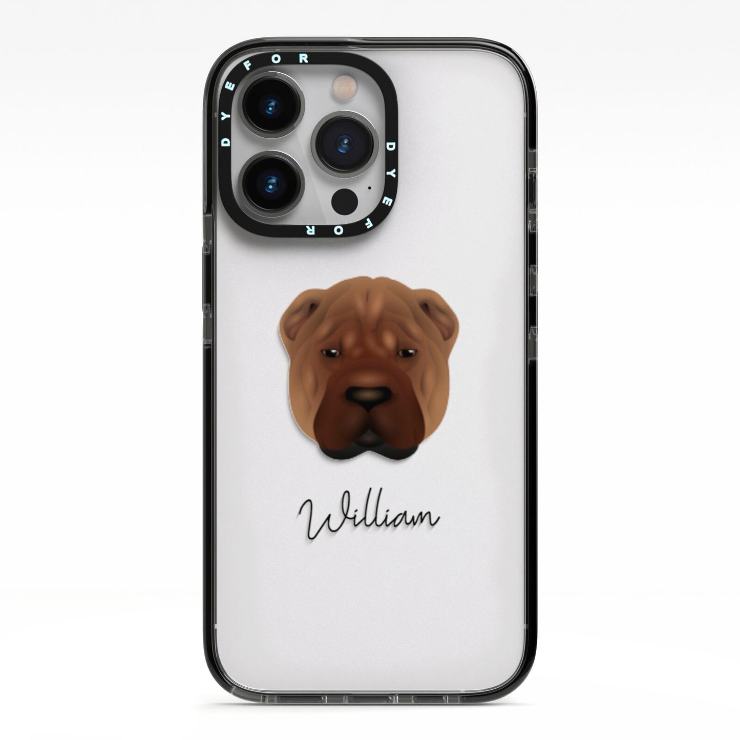 Shar Pei Personalised iPhone 13 Pro Black Impact Case on Silver phone