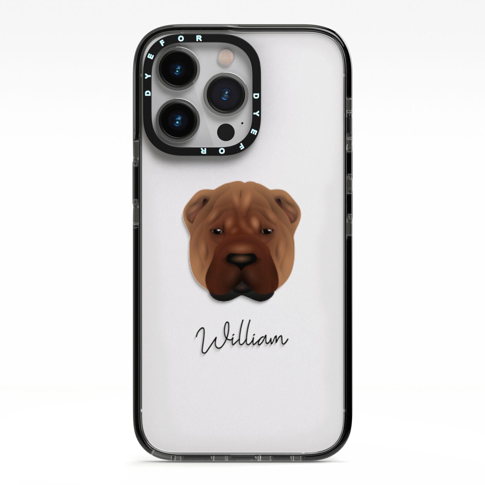 Shar Pei Personalised iPhone 13 Pro Black Impact Case on Silver phone
