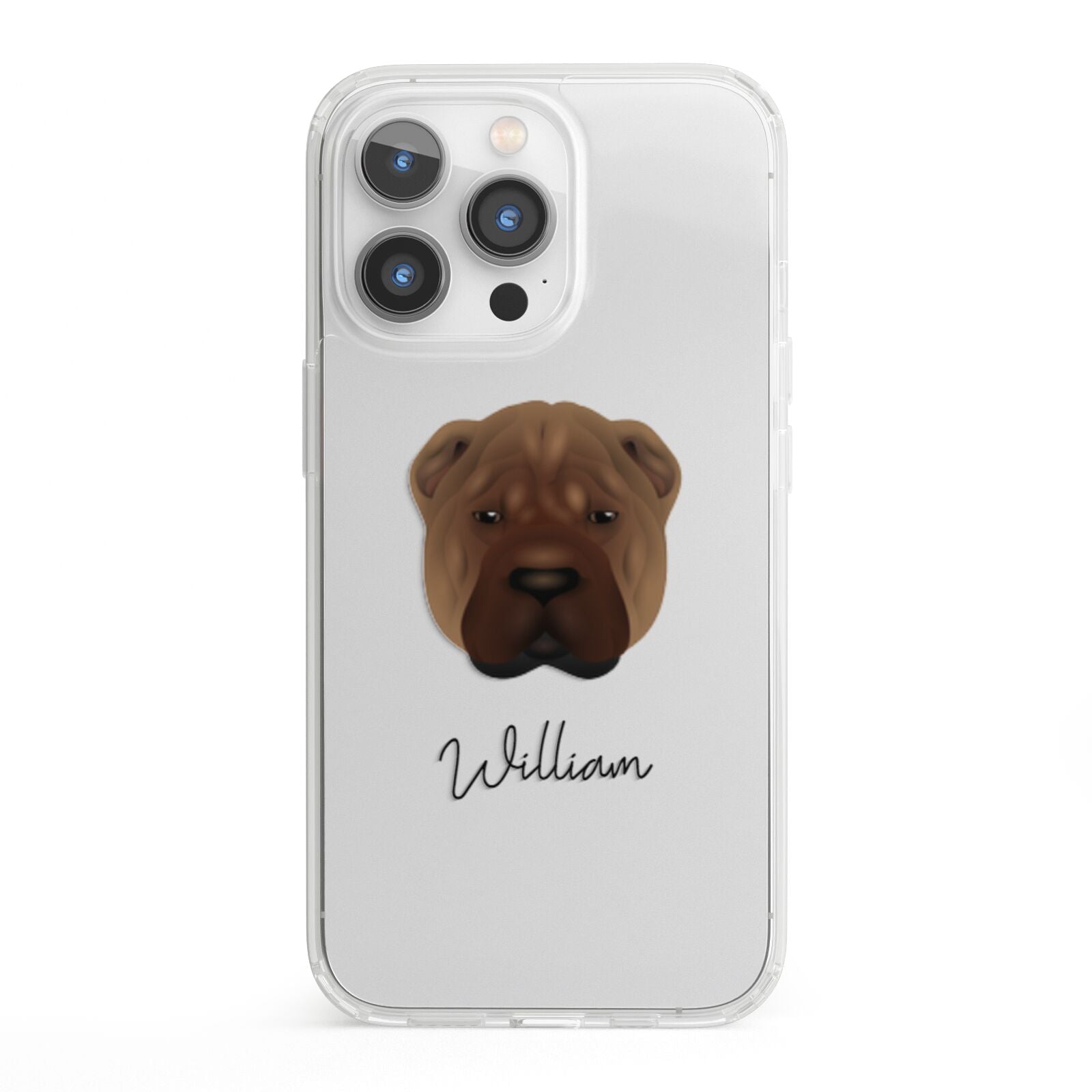 Shar Pei Personalised iPhone 13 Pro Clear Bumper Case