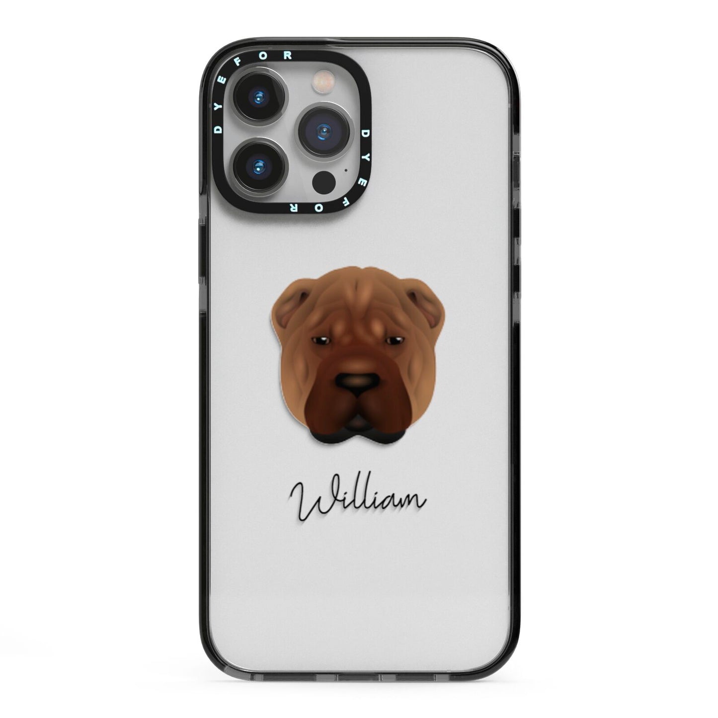 Shar Pei Personalised iPhone 13 Pro Max Black Impact Case on Silver phone