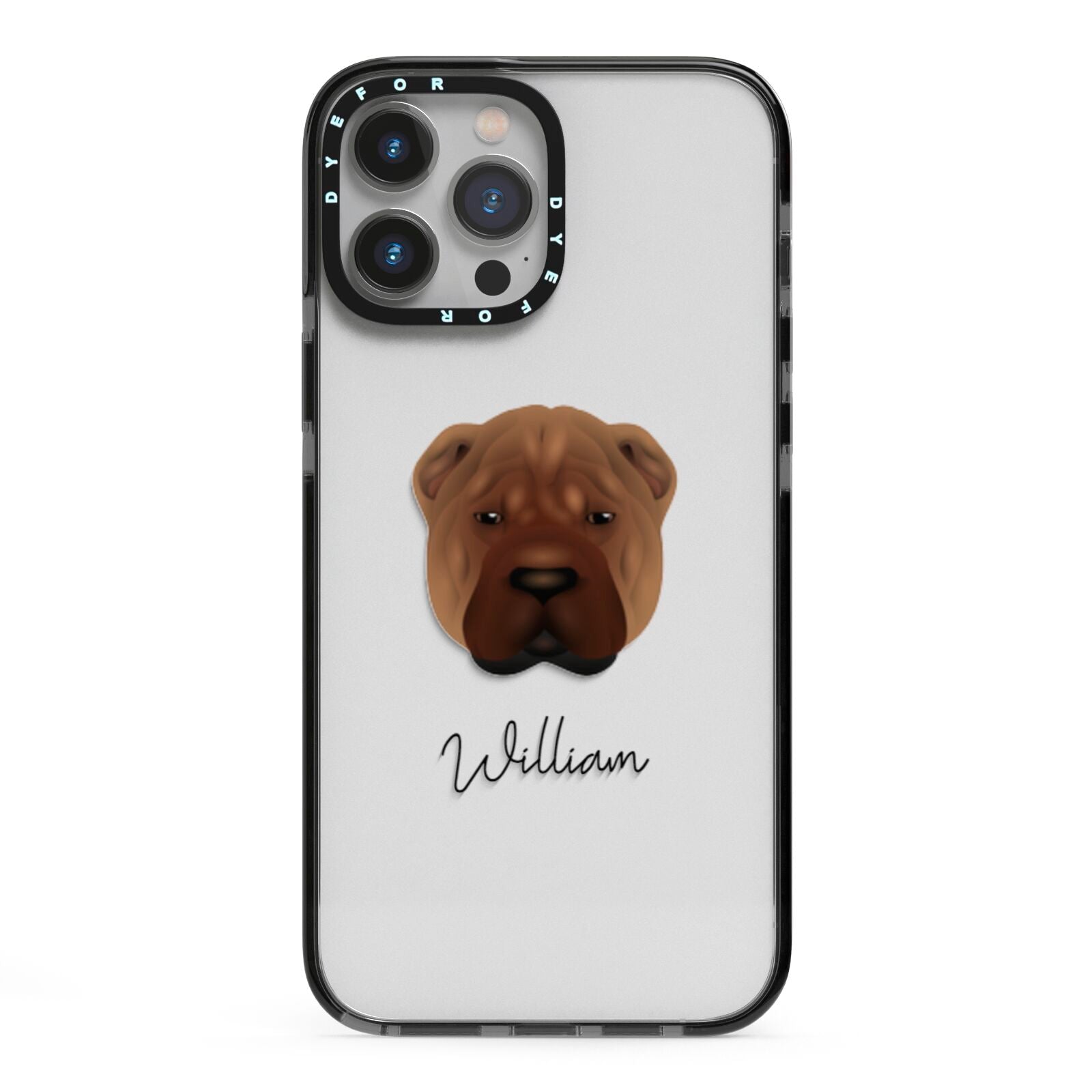 Shar Pei Personalised iPhone 13 Pro Max Black Impact Case on Silver phone