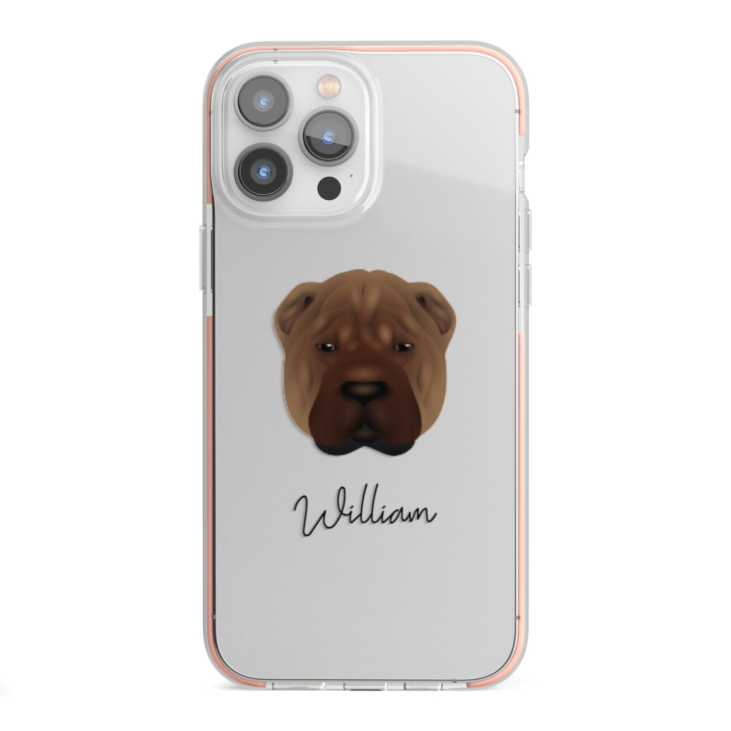 Shar Pei Personalised iPhone 13 Pro Max TPU Impact Case with Pink Edges