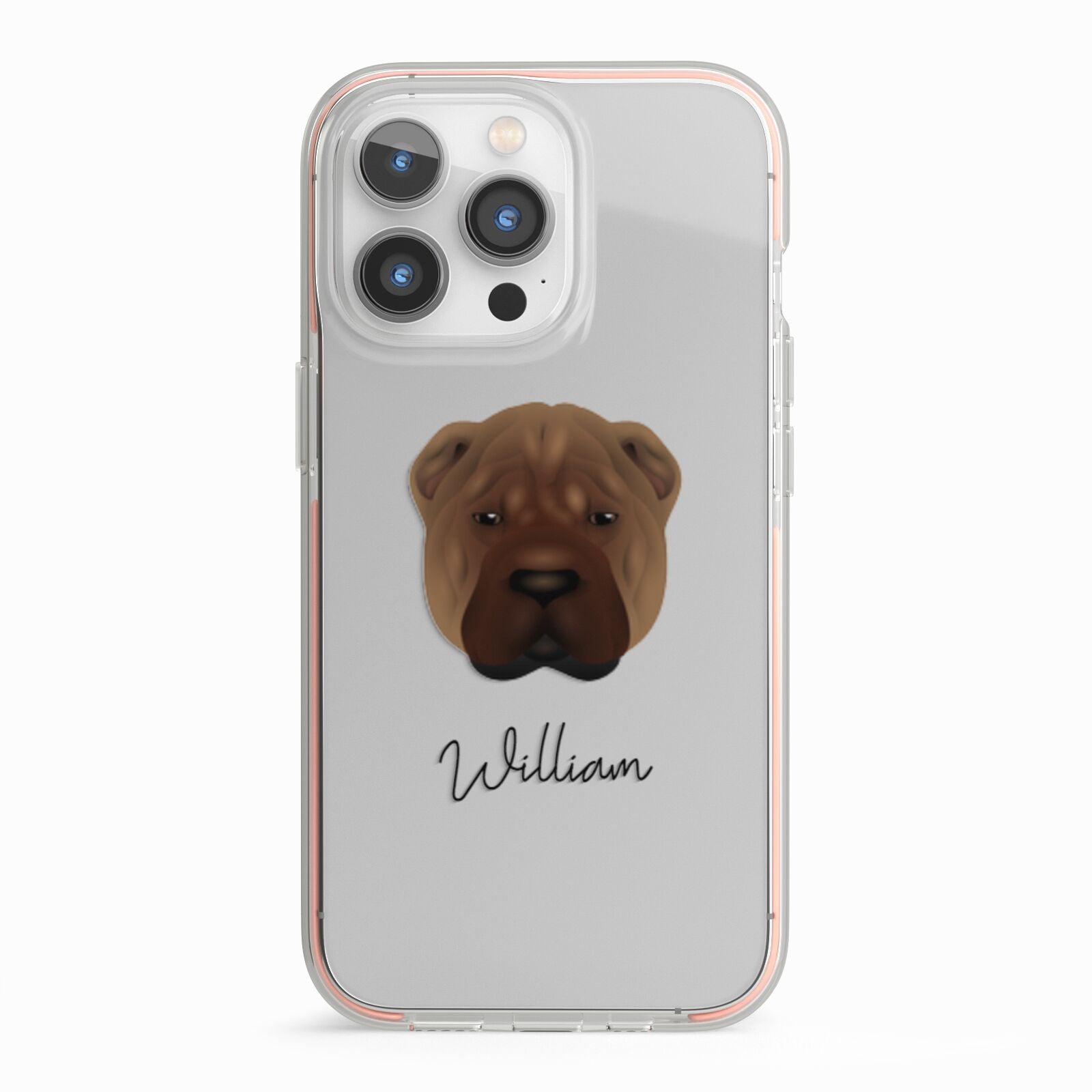 Shar Pei Personalised iPhone 13 Pro TPU Impact Case with Pink Edges