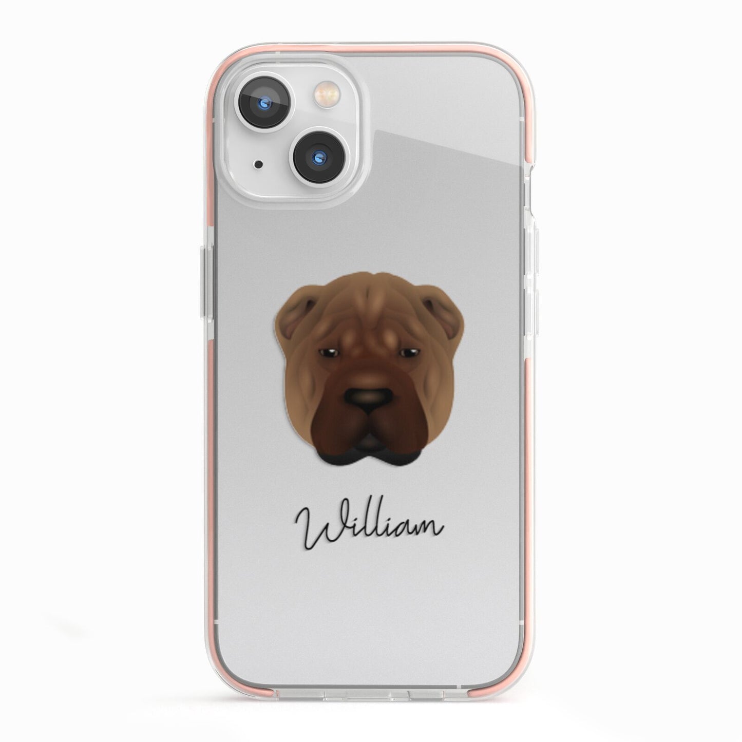 Shar Pei Personalised iPhone 13 TPU Impact Case with Pink Edges