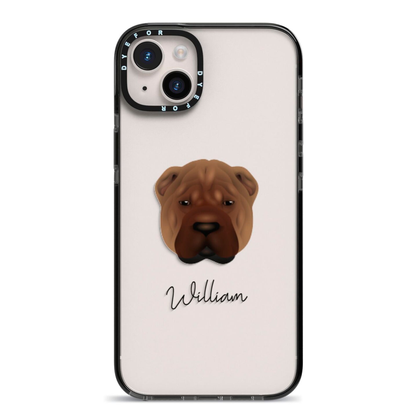Shar Pei Personalised iPhone 14 Plus Black Impact Case on Silver phone