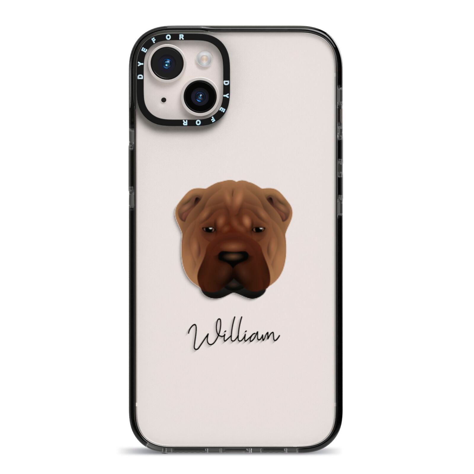 Shar Pei Personalised iPhone 14 Plus Black Impact Case on Silver phone