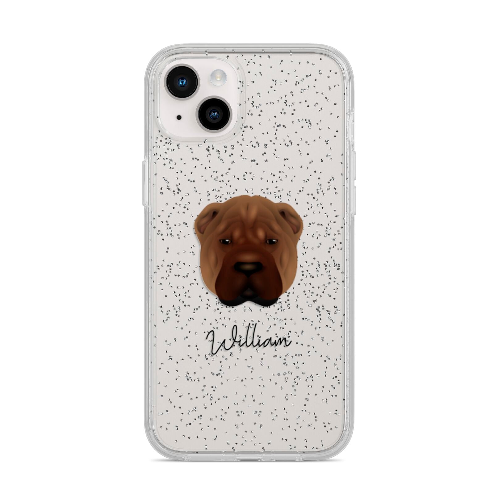 Shar Pei Personalised iPhone 14 Plus Glitter Tough Case Starlight