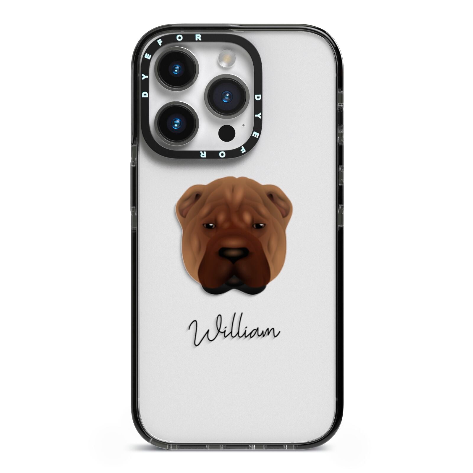 Shar Pei Personalised iPhone 14 Pro Black Impact Case on Silver phone