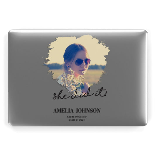 She Did It Graduation Photo with Name Apple MacBook Case