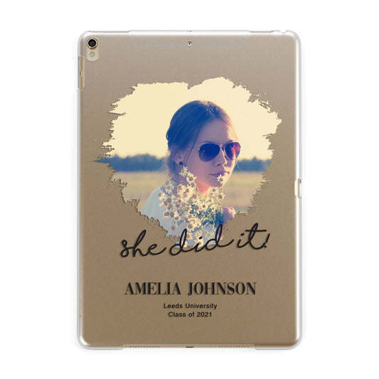 She Did It Graduation Photo with Name Apple iPad Gold Case