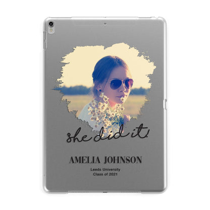 She Did It Graduation Photo with Name Apple iPad Silver Case