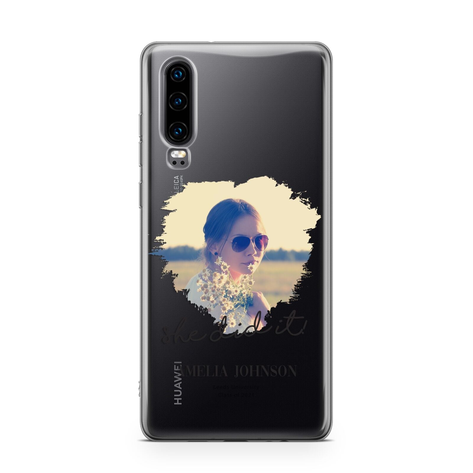 She Did It Graduation Photo with Name Huawei P30 Phone Case