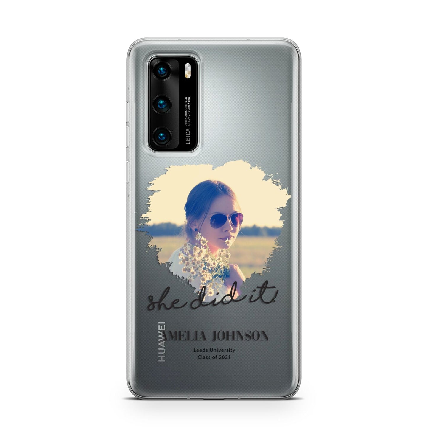 She Did It Graduation Photo with Name Huawei P40 Phone Case