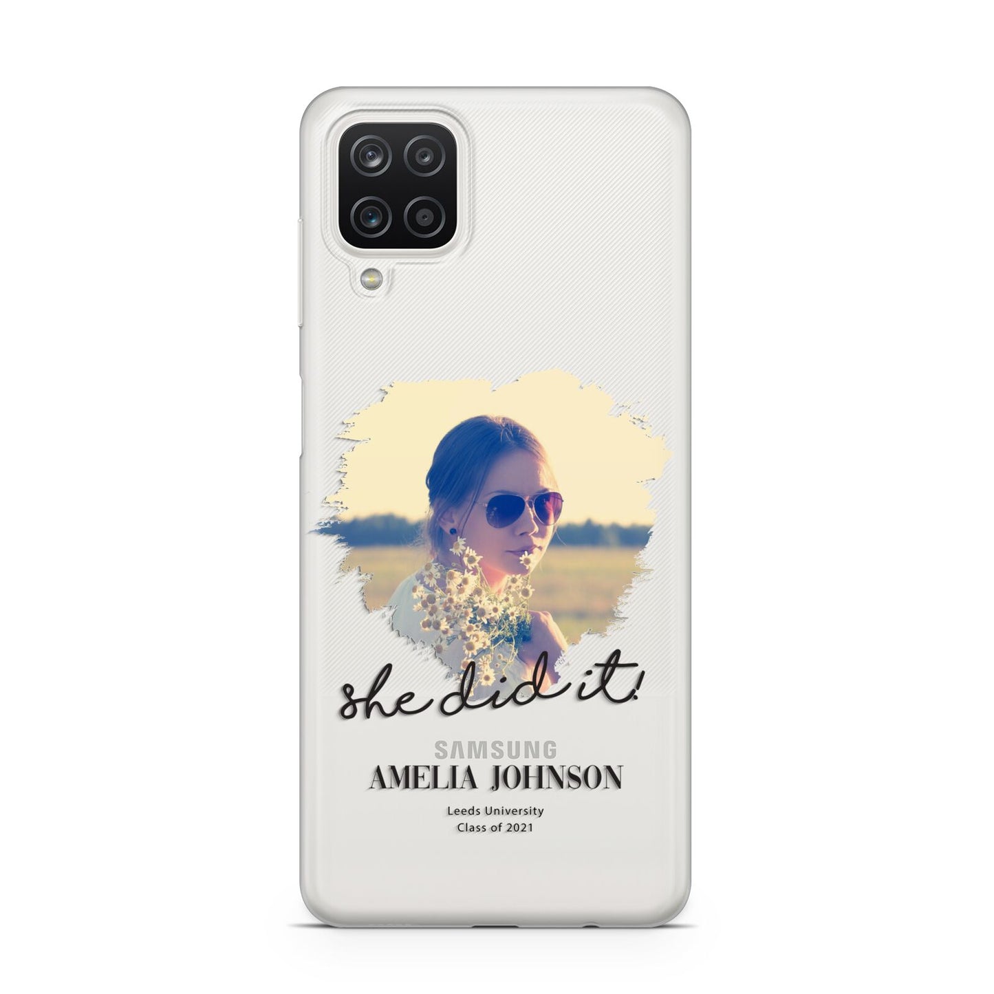 She Did It Graduation Photo with Name Samsung A12 Case