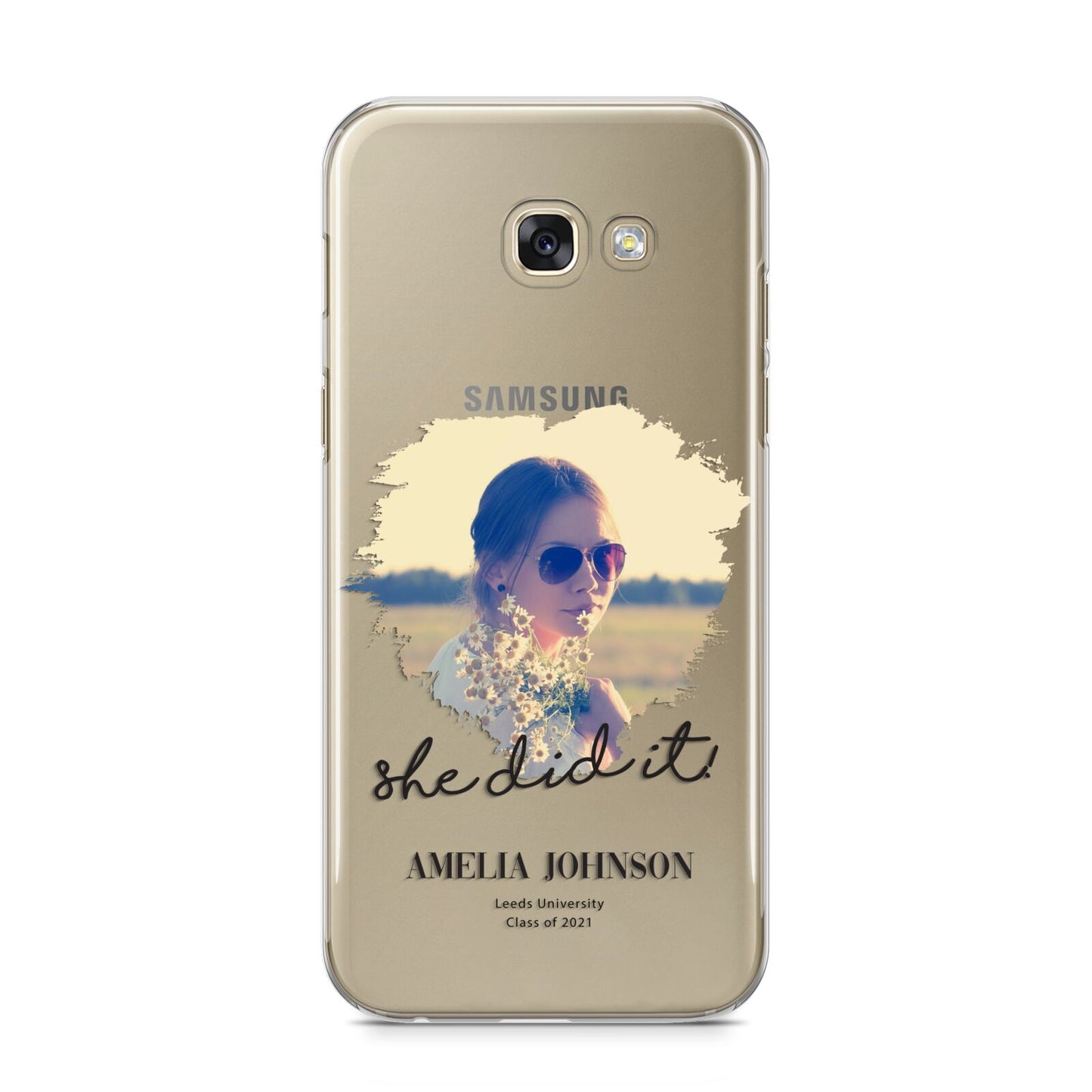 She Did It Graduation Photo with Name Samsung Galaxy A5 2017 Case on gold phone
