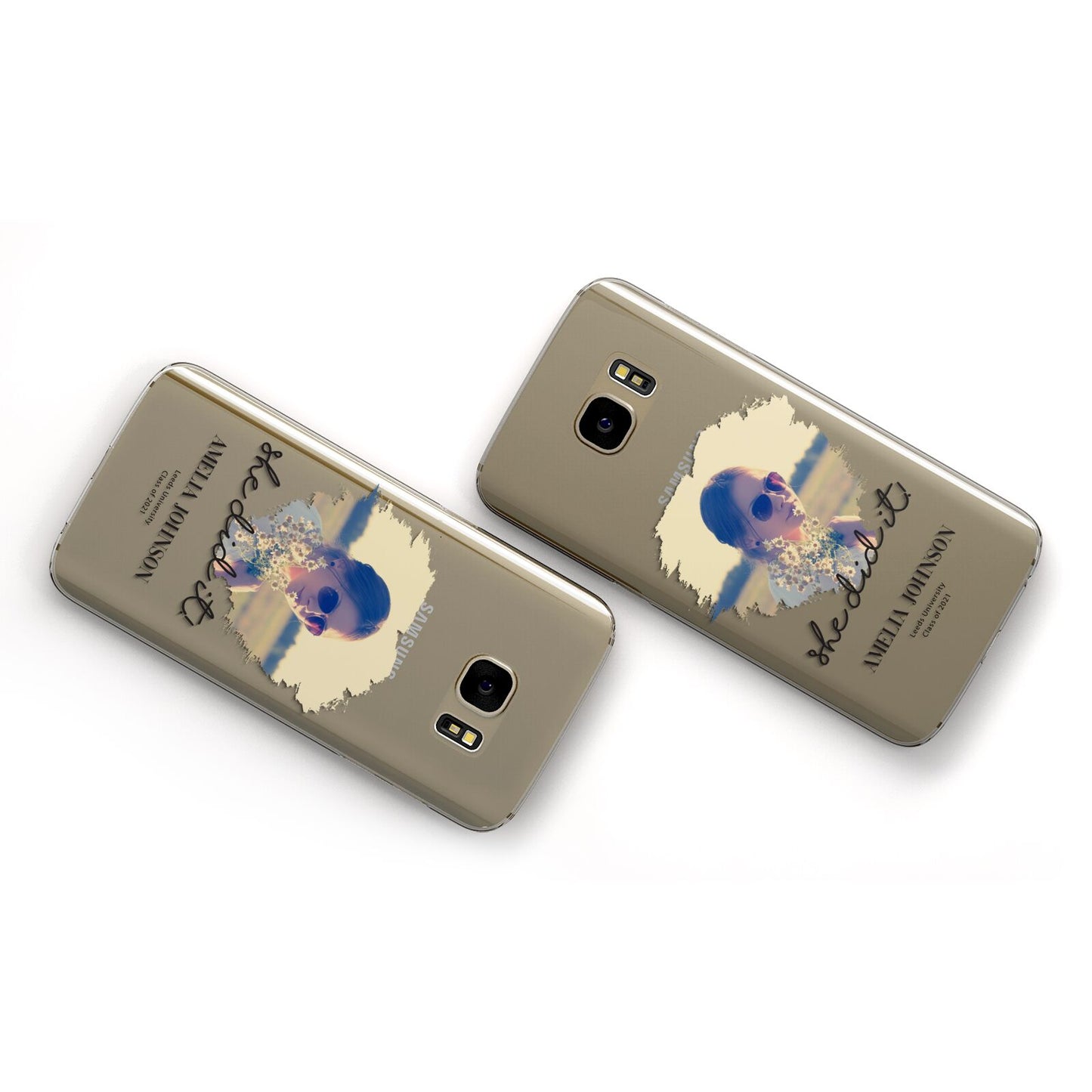 She Did It Graduation Photo with Name Samsung Galaxy Case Flat Overview