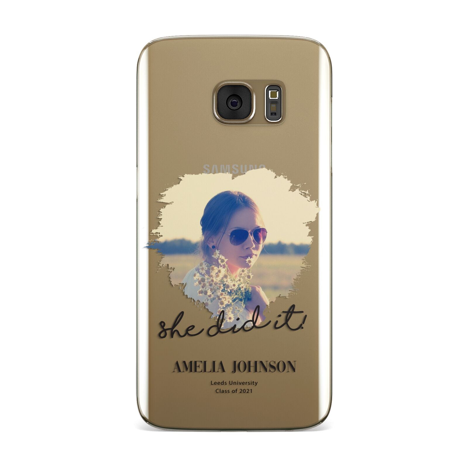 She Did It Graduation Photo with Name Samsung Galaxy Case
