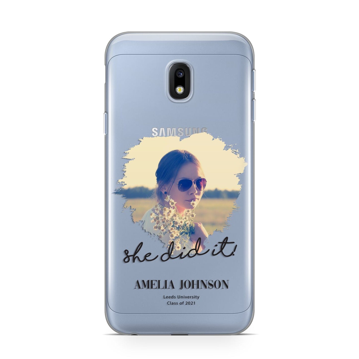 She Did It Graduation Photo with Name Samsung Galaxy J3 2017 Case