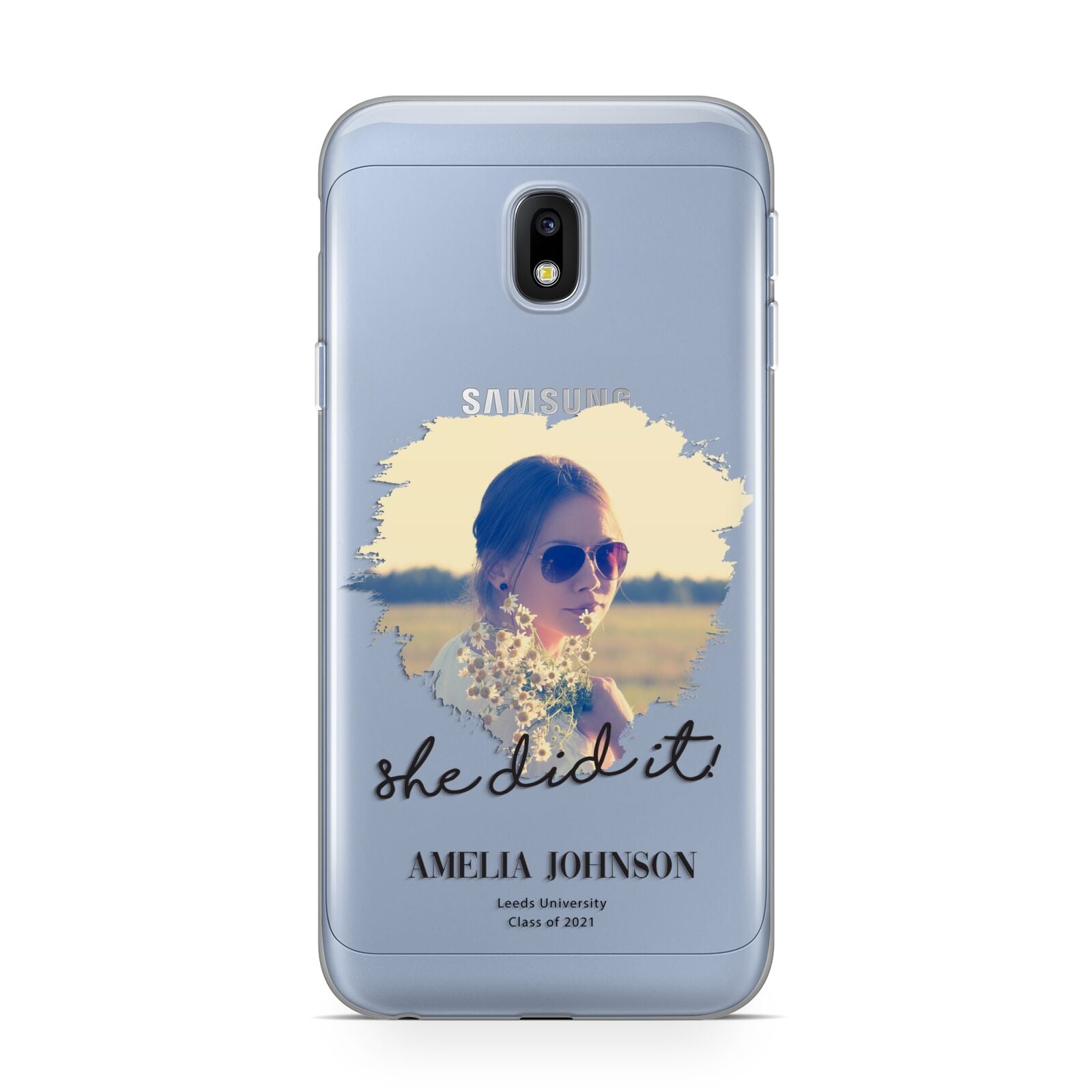 She Did It Graduation Photo with Name Samsung Galaxy J3 2017 Case