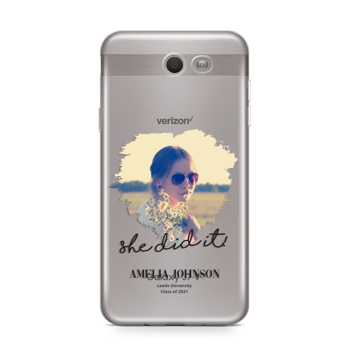 She Did It Graduation Photo with Name Samsung Galaxy J7 2017 Case