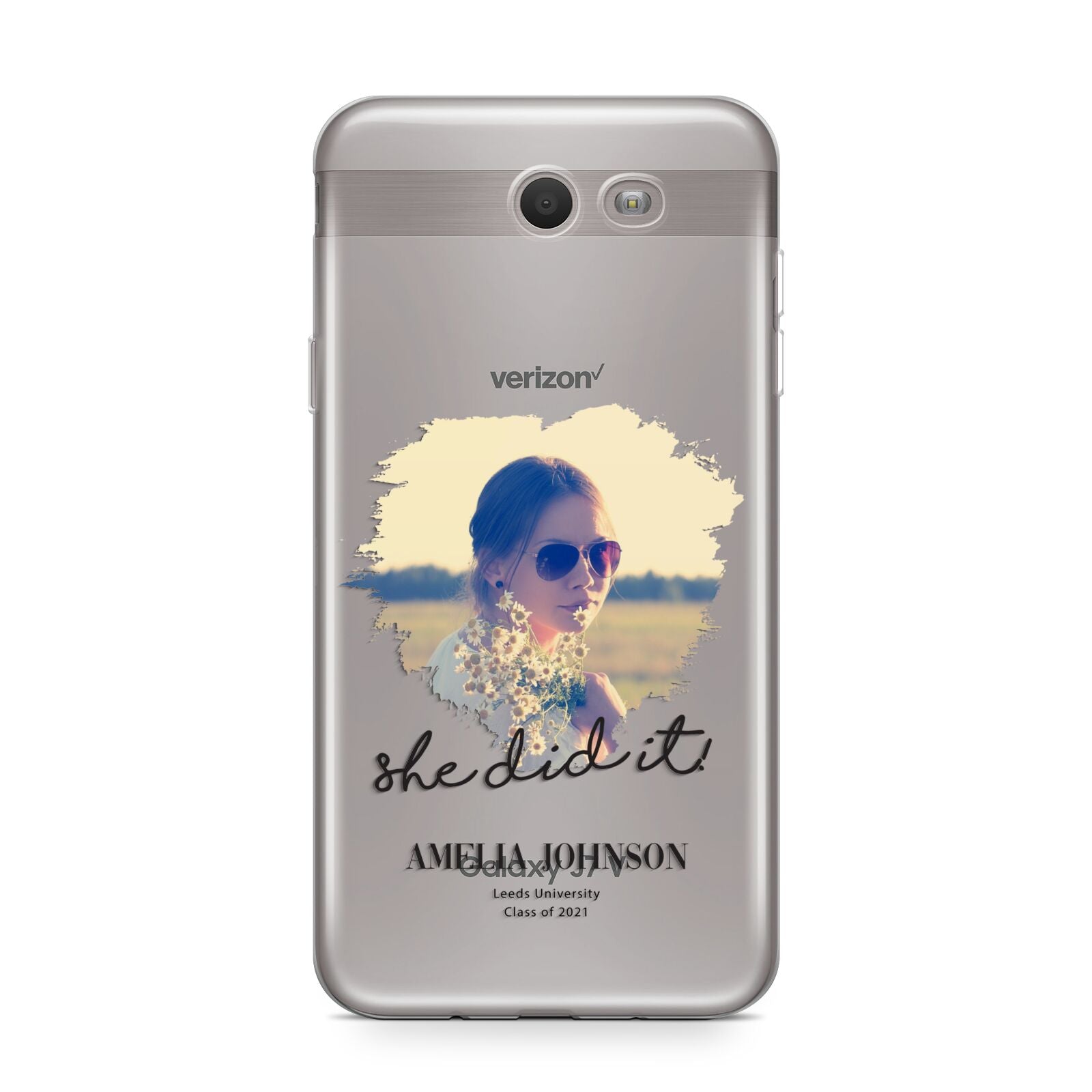 She Did It Graduation Photo with Name Samsung Galaxy J7 2017 Case