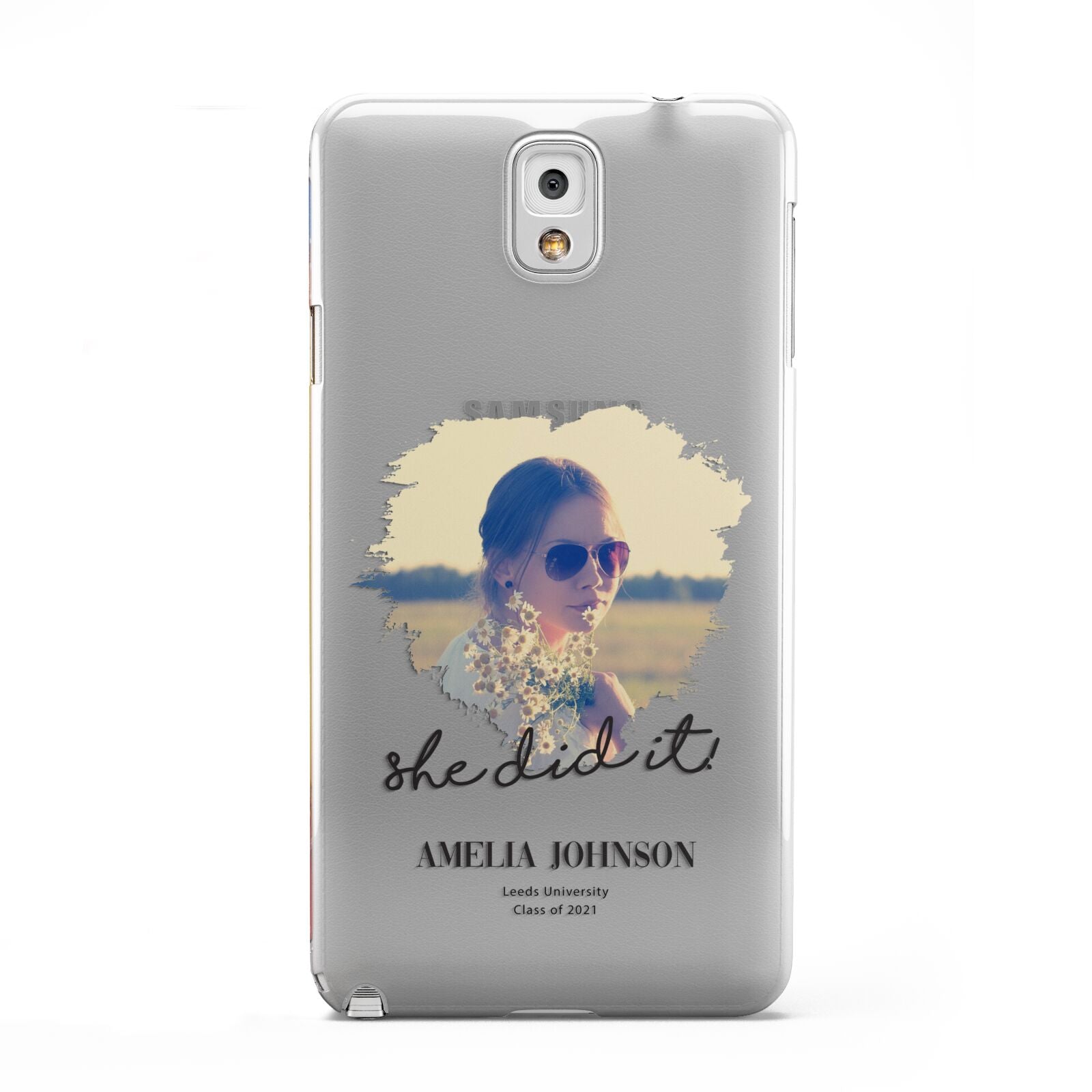 She Did It Graduation Photo with Name Samsung Galaxy Note 3 Case