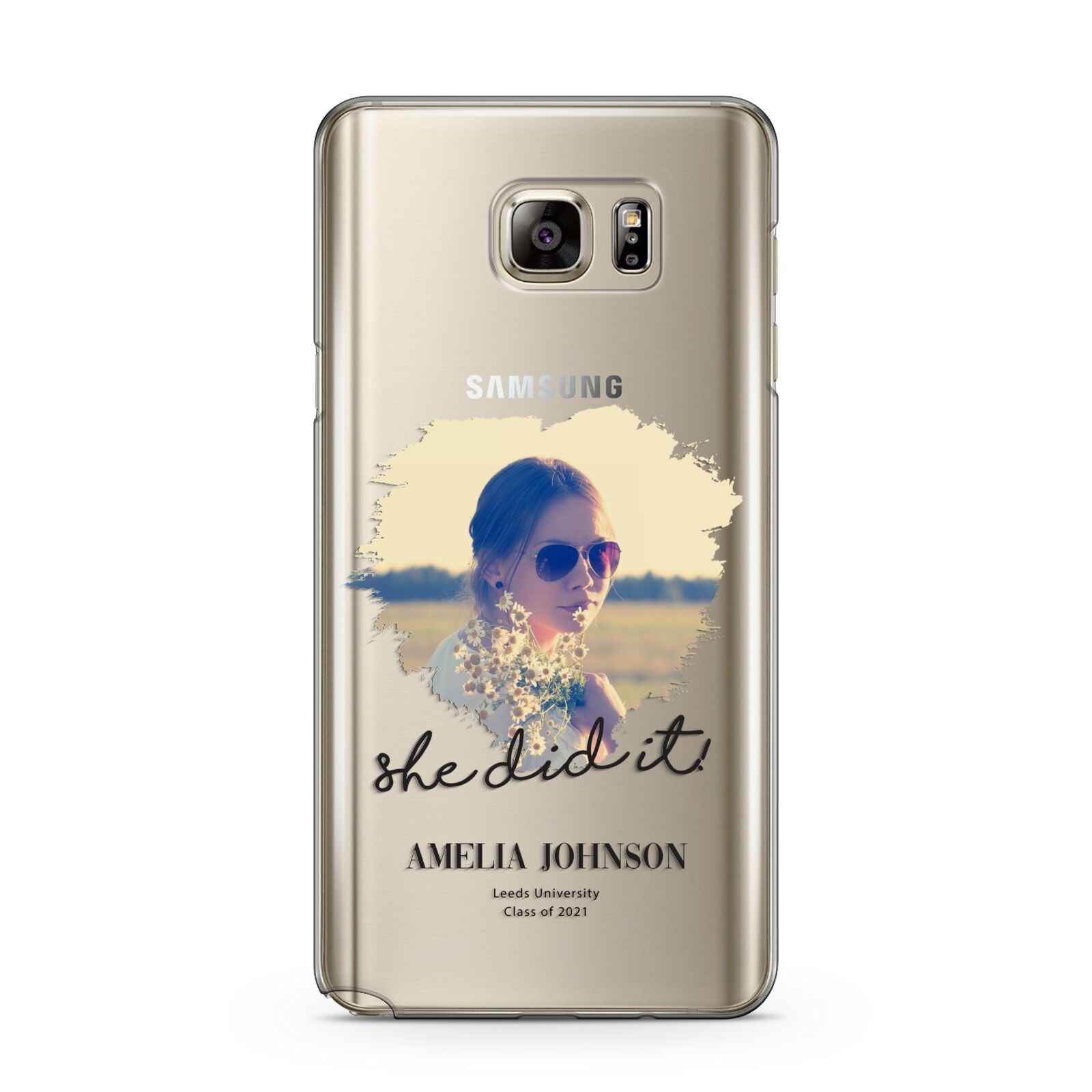 She Did It Graduation Photo with Name Samsung Galaxy Note 5 Case