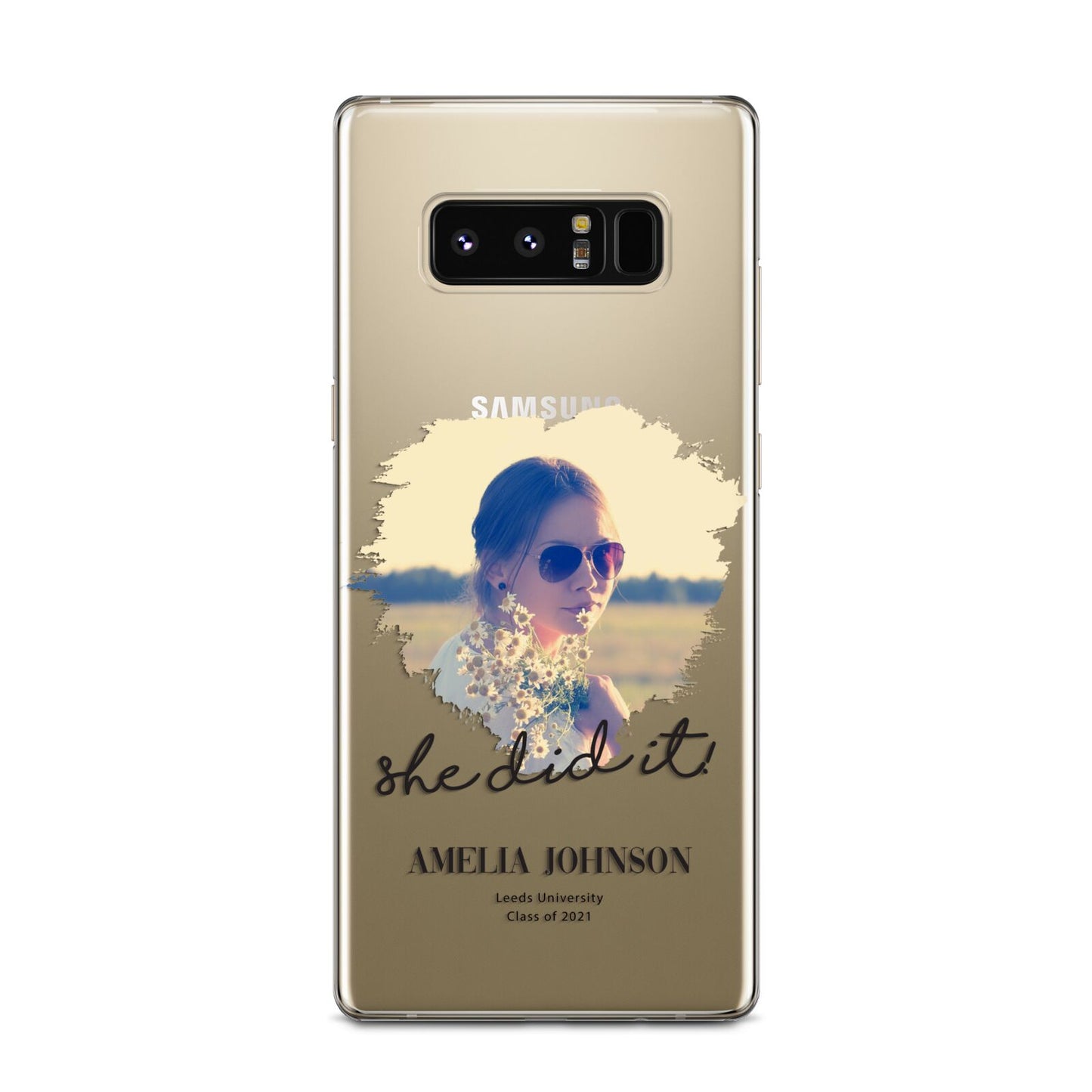 She Did It Graduation Photo with Name Samsung Galaxy Note 8 Case
