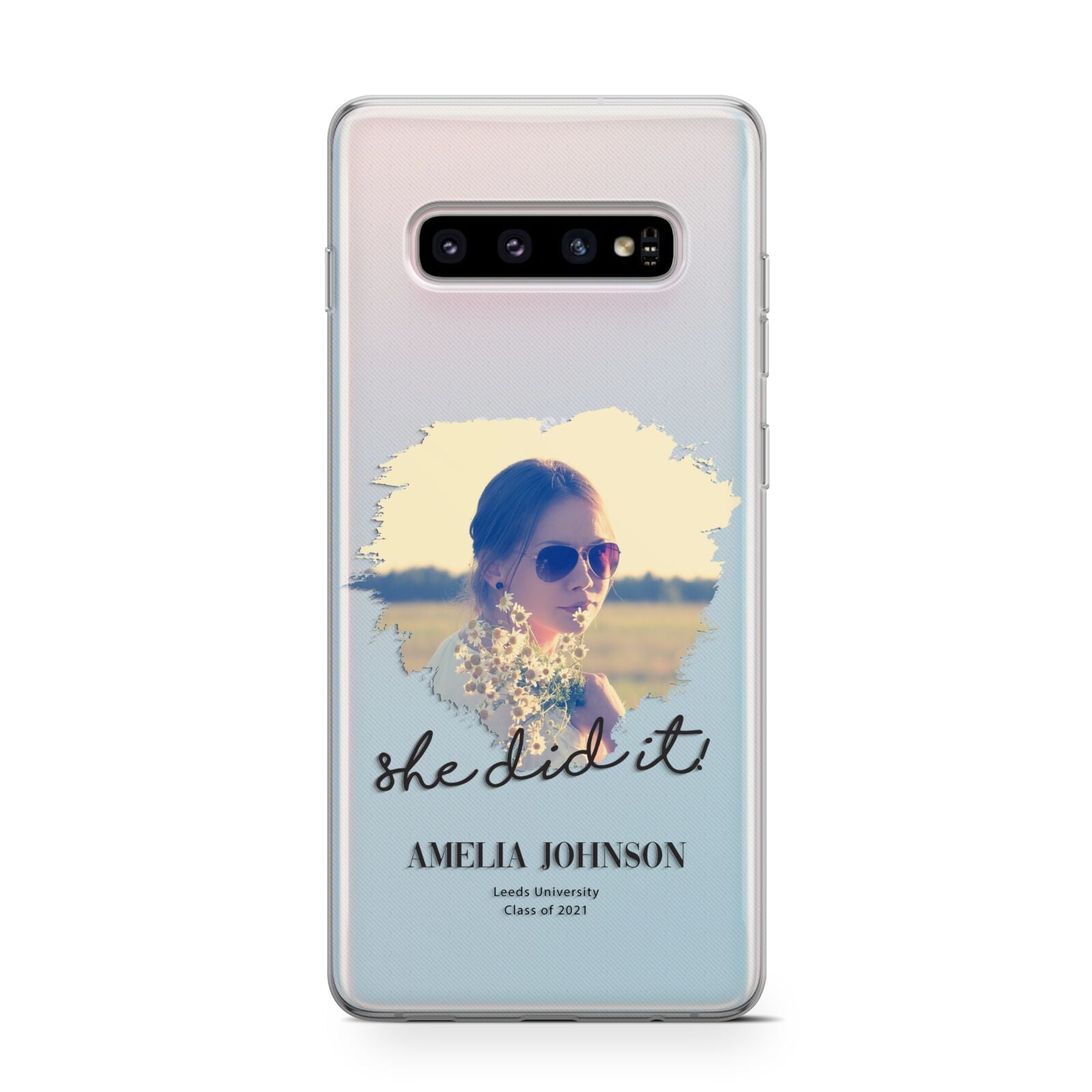 She Did It Graduation Photo with Name Samsung Galaxy S10 Case