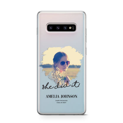 She Did It Graduation Photo with Name Samsung Galaxy S10 Case