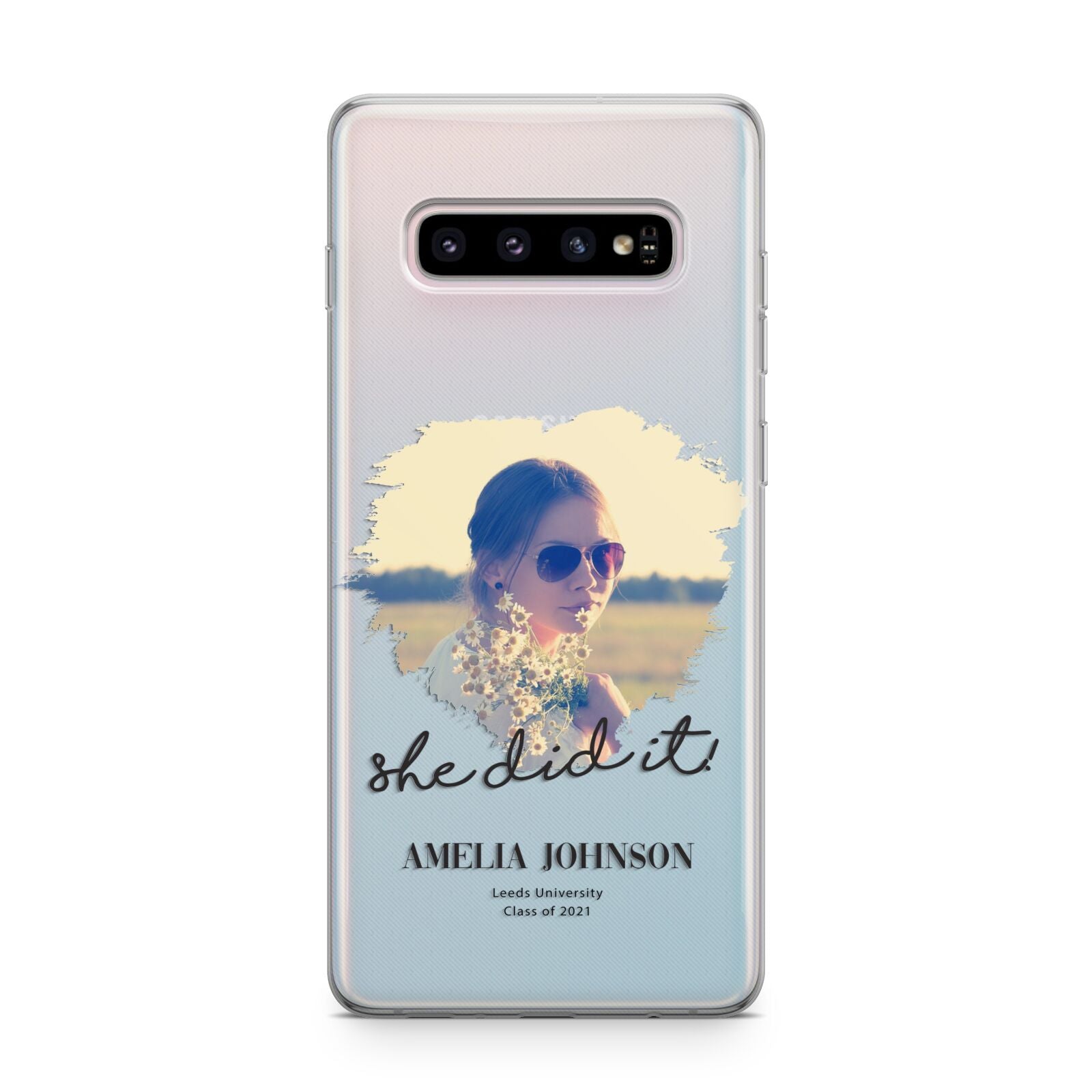 She Did It Graduation Photo with Name Samsung Galaxy S10 Plus Case