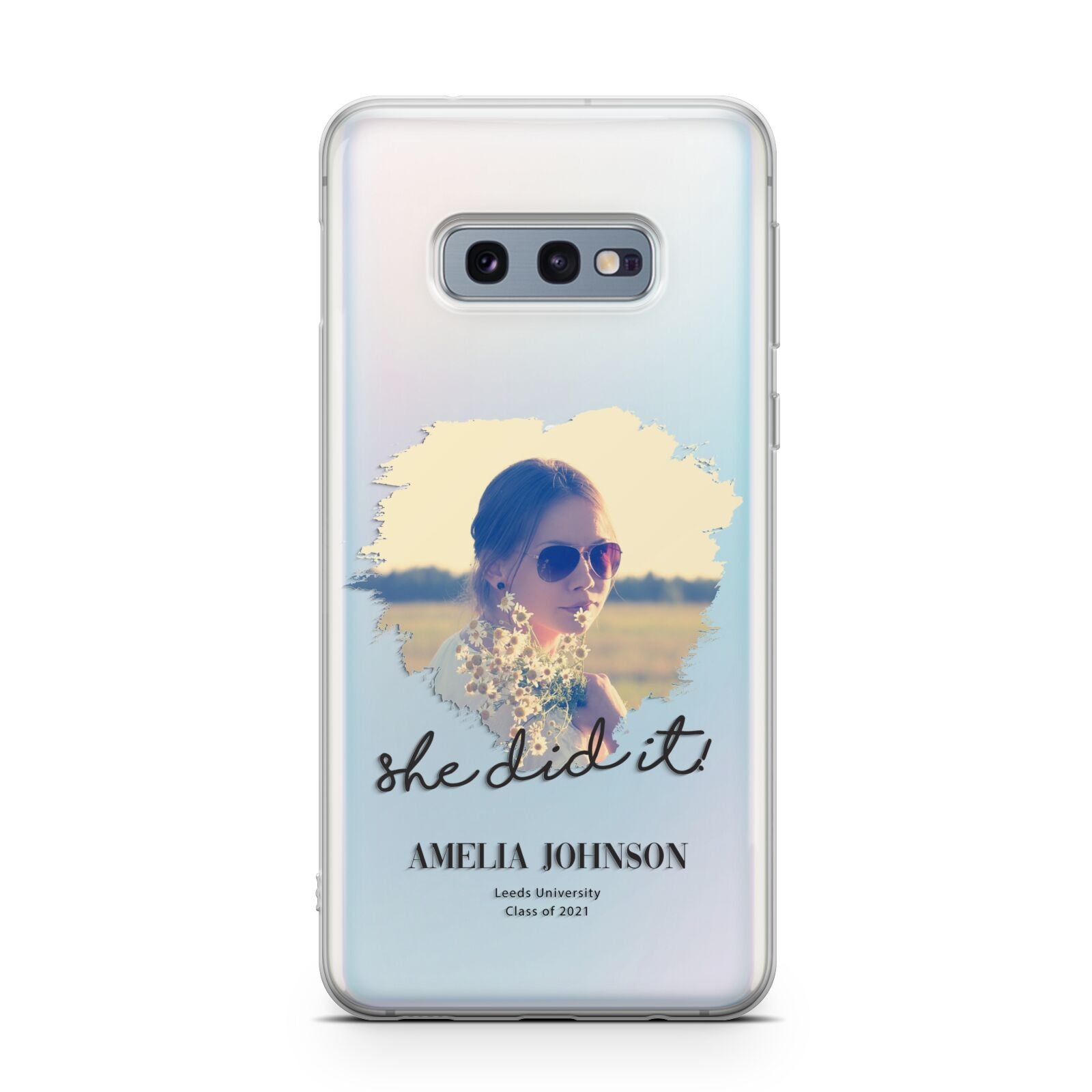 She Did It Graduation Photo with Name Samsung Galaxy S10E Case