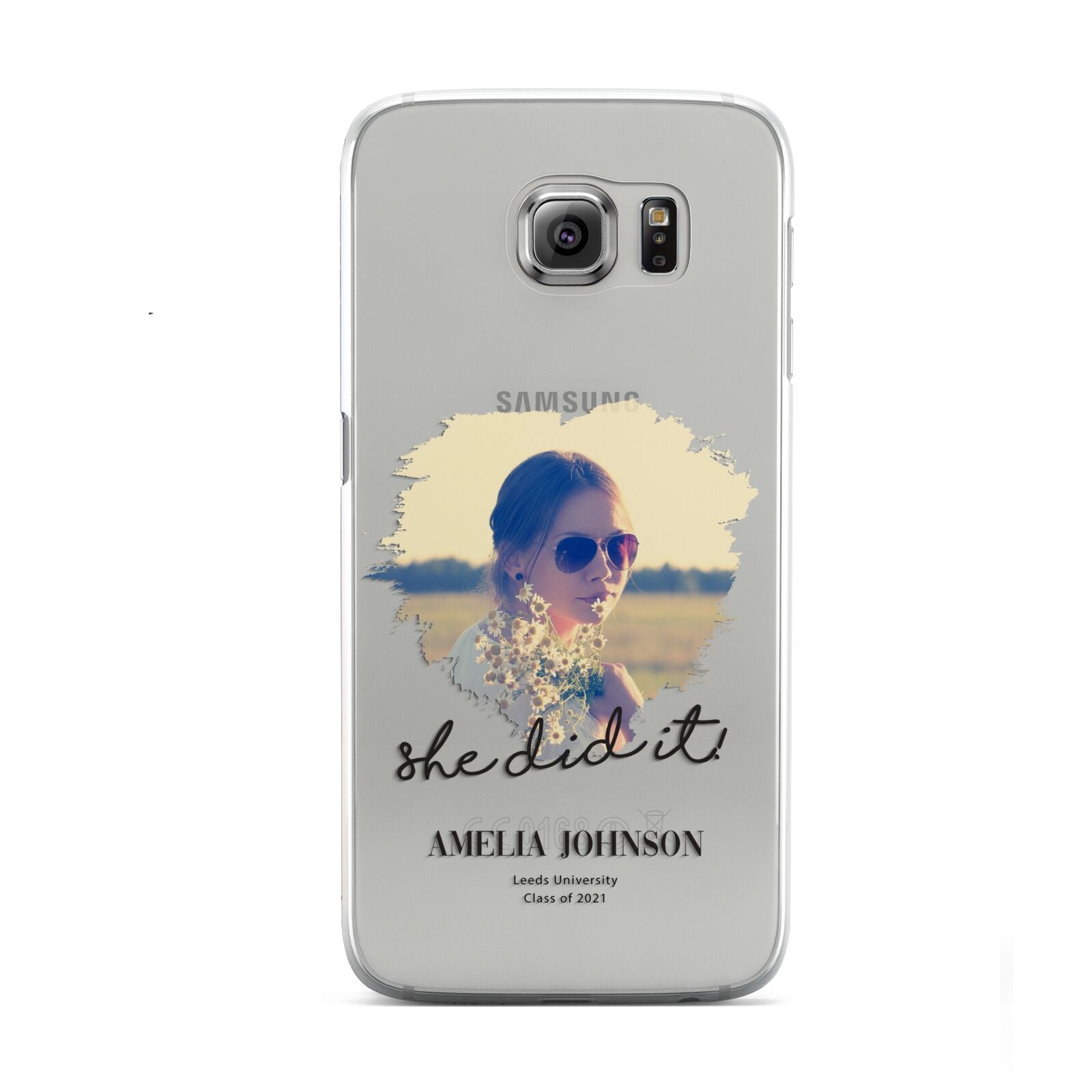 She Did It Graduation Photo with Name Samsung Galaxy S6 Case