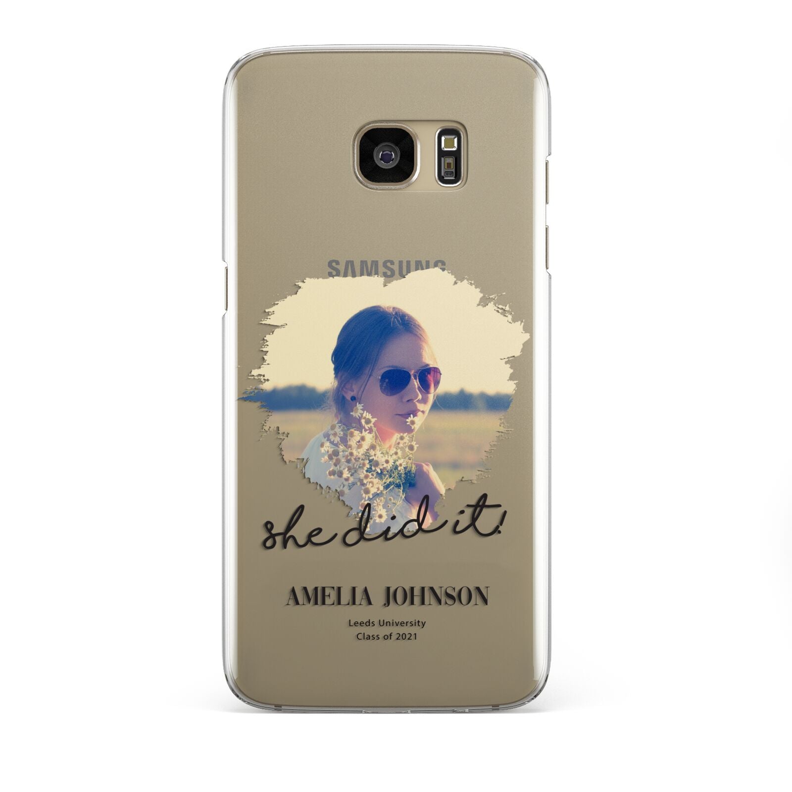 She Did It Graduation Photo with Name Samsung Galaxy S7 Edge Case