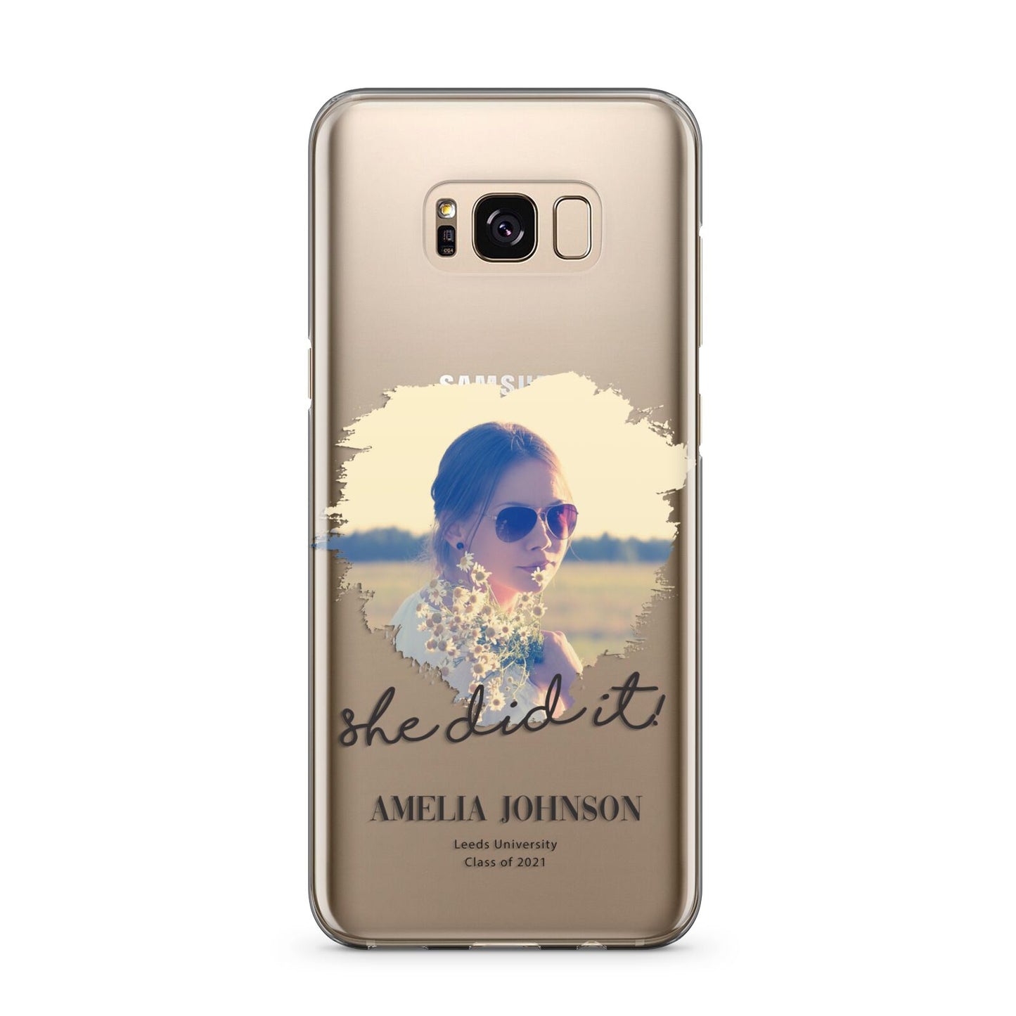She Did It Graduation Photo with Name Samsung Galaxy S8 Plus Case