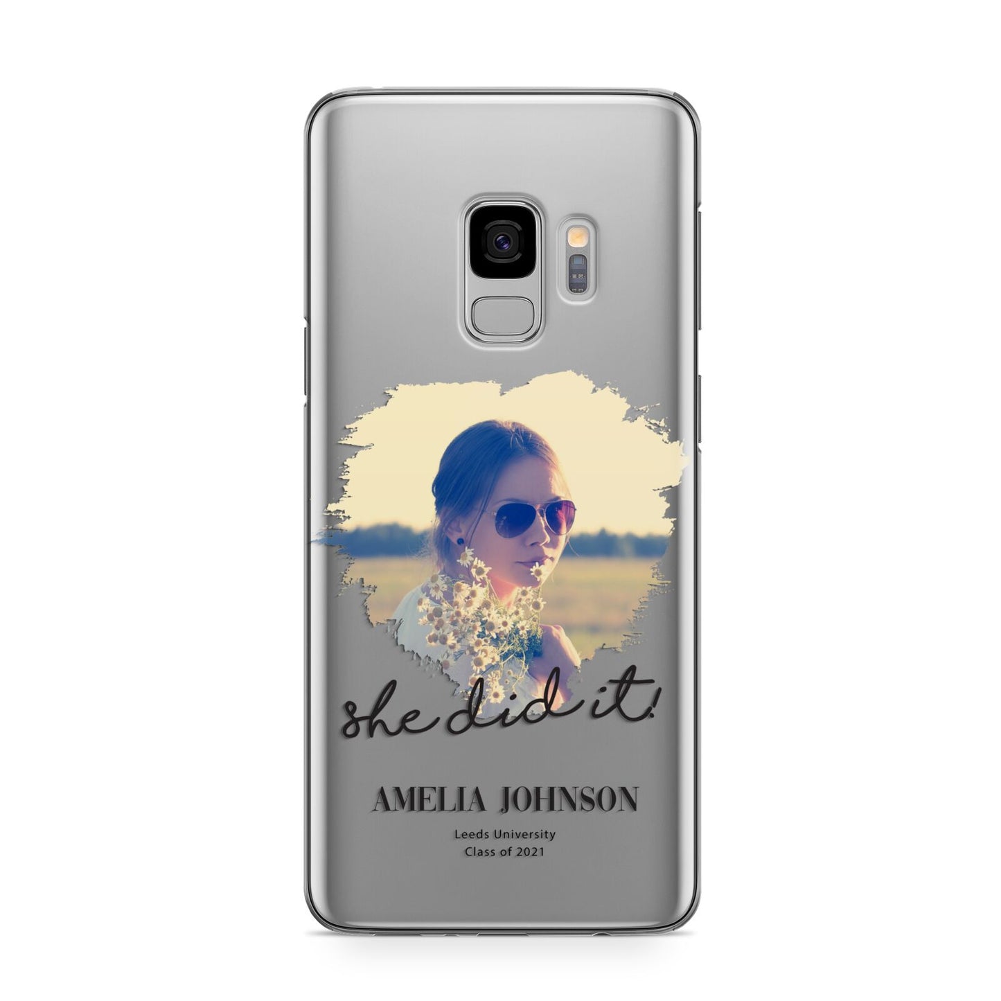 She Did It Graduation Photo with Name Samsung Galaxy S9 Case
