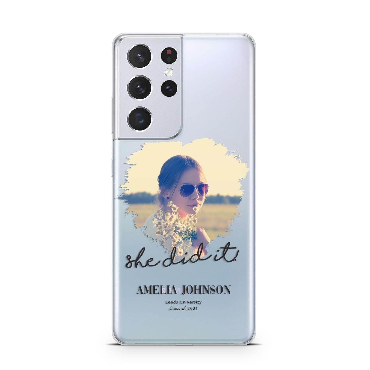 She Did It Graduation Photo with Name Samsung S21 Ultra Case